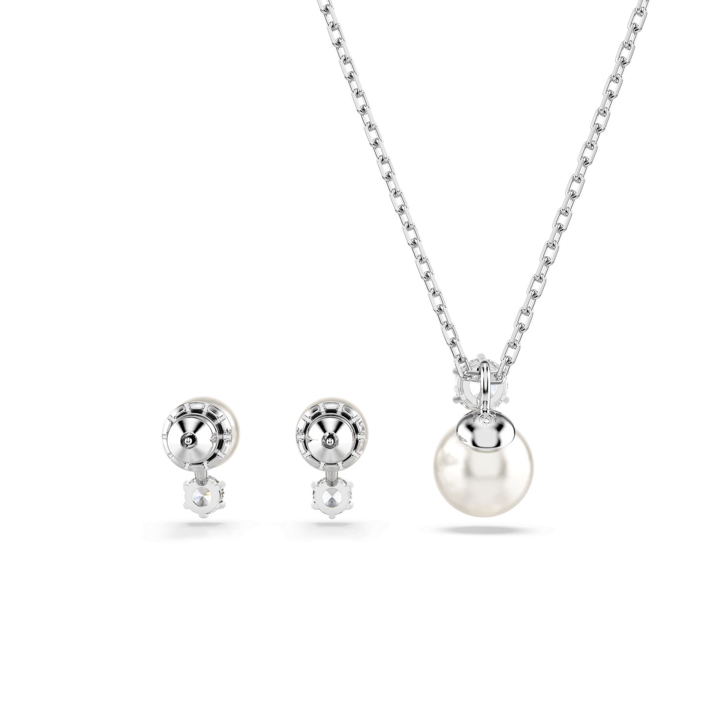 Matrix set, Crystal pearl, Round cut, White, Rhodium plated 5689624