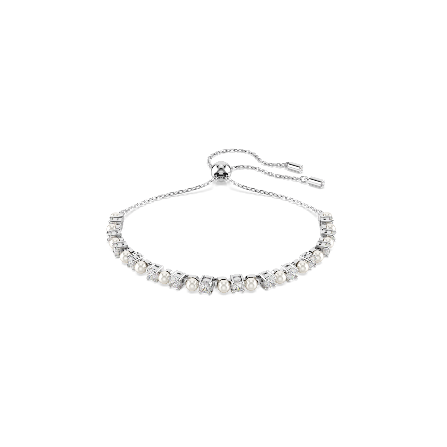 Matrix bracelet, Crystal pearl, Round cut, White, Rhodium plated 5689633