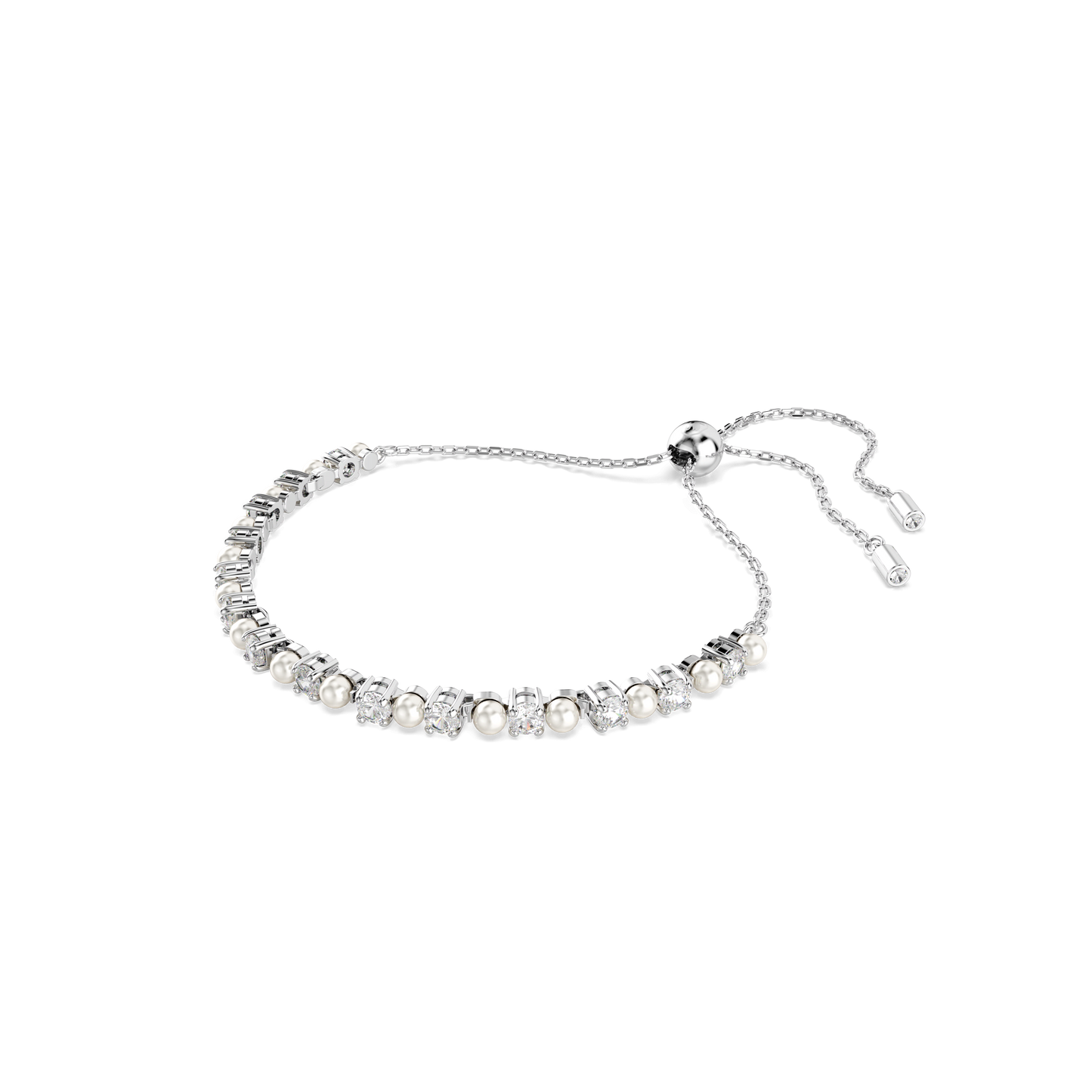 Matrix bracelet, Crystal pearl, Round cut, White, Rhodium plated 5689633