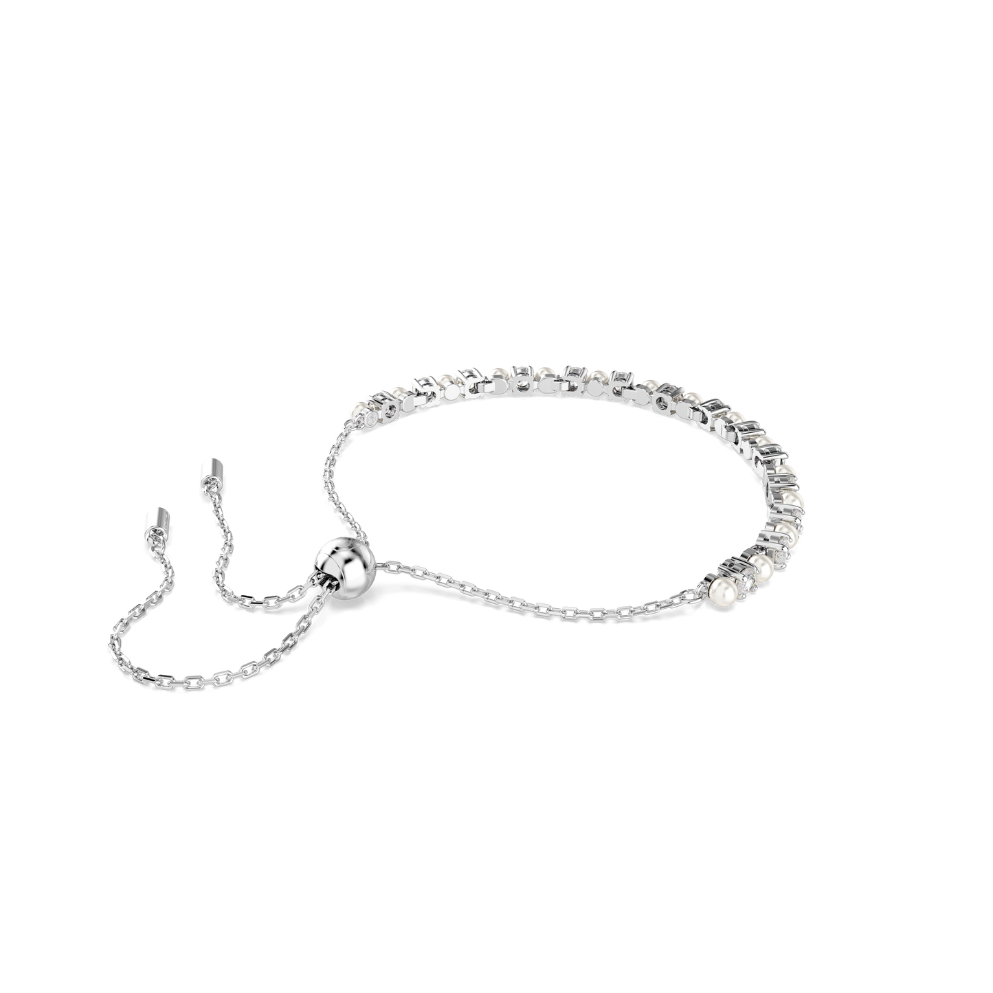 Matrix bracelet, Crystal pearl, Round cut, White, Rhodium plated 5689633