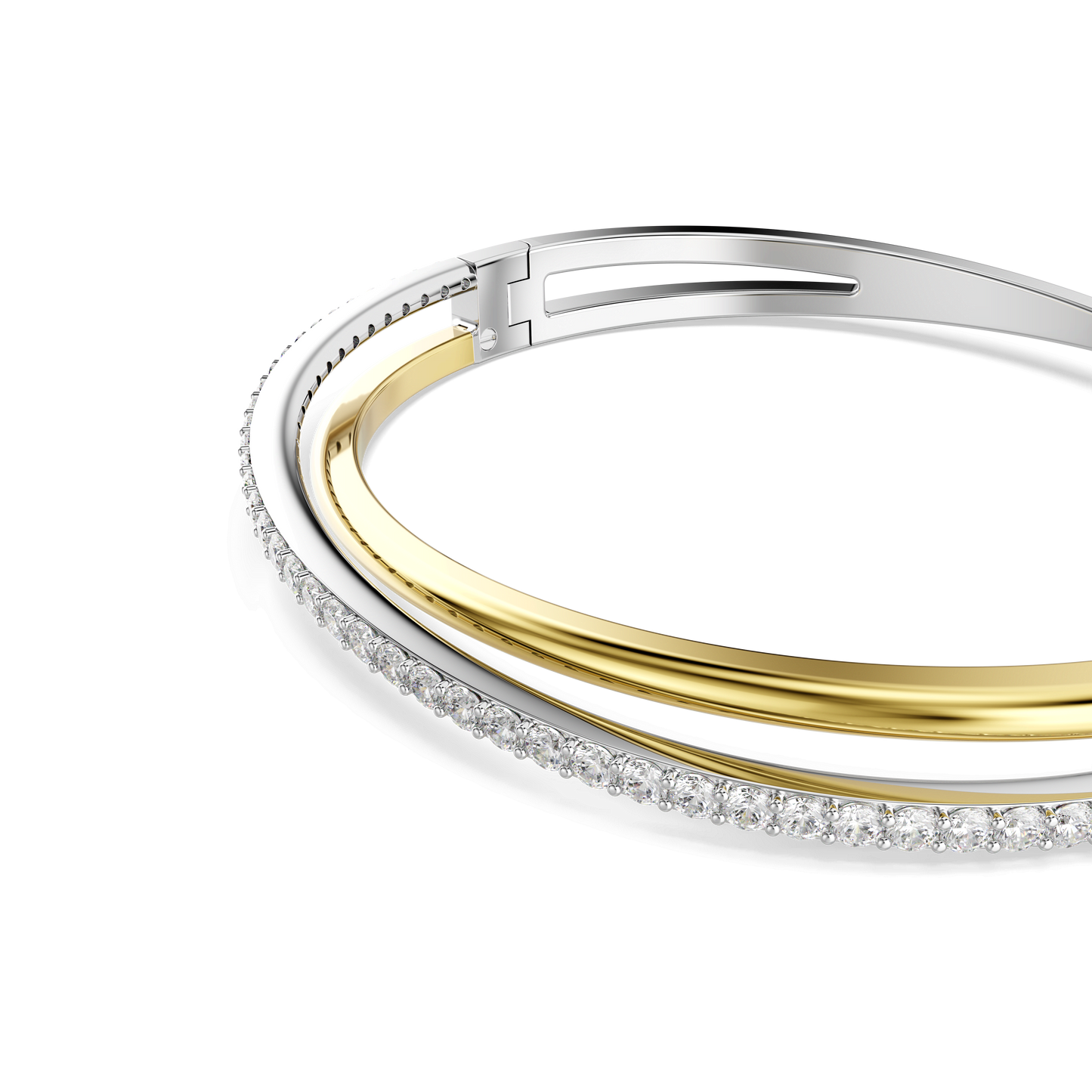 Hyperbola bangle, Round cut, White, Mixed metal finish 5689720