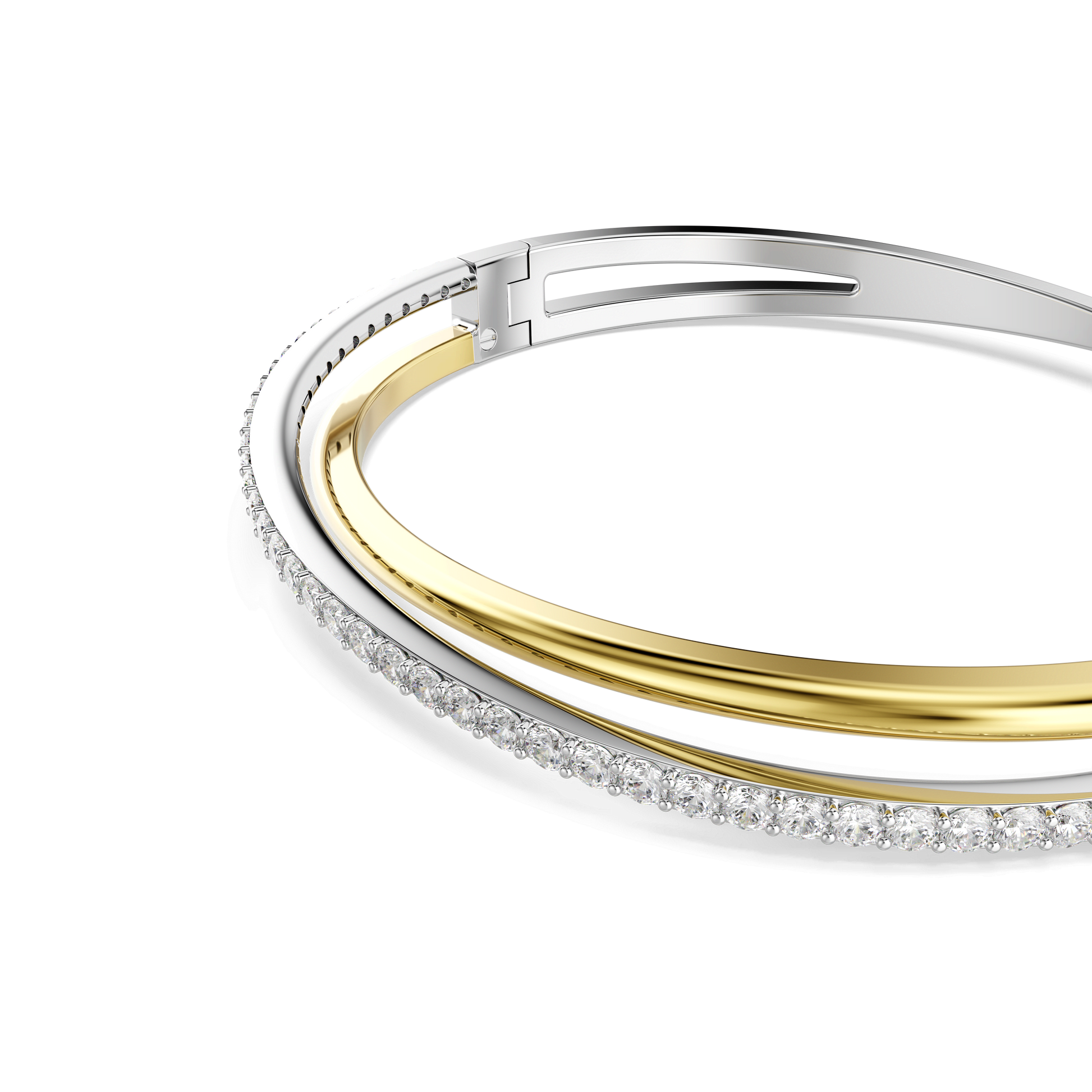 Hyperbola bangle, Round cut, White, Mixed metal finish 5689720