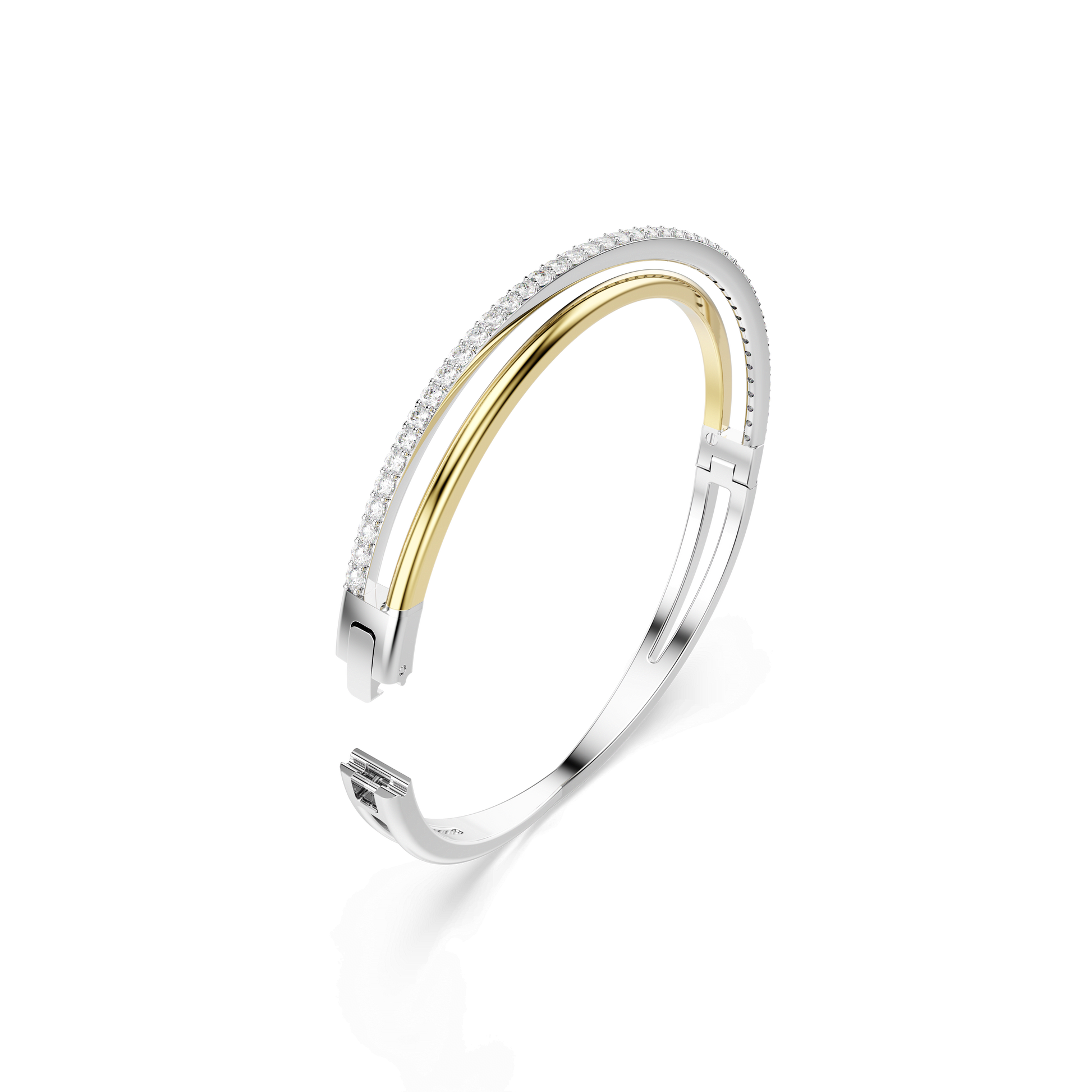 Hyperbola bangle, Round cut, White, Mixed metal finish 5689721