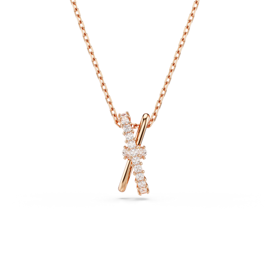 Swarovski Hyperbola pendant, Mixed cuts, Twist, White, Rose gold-tone plated