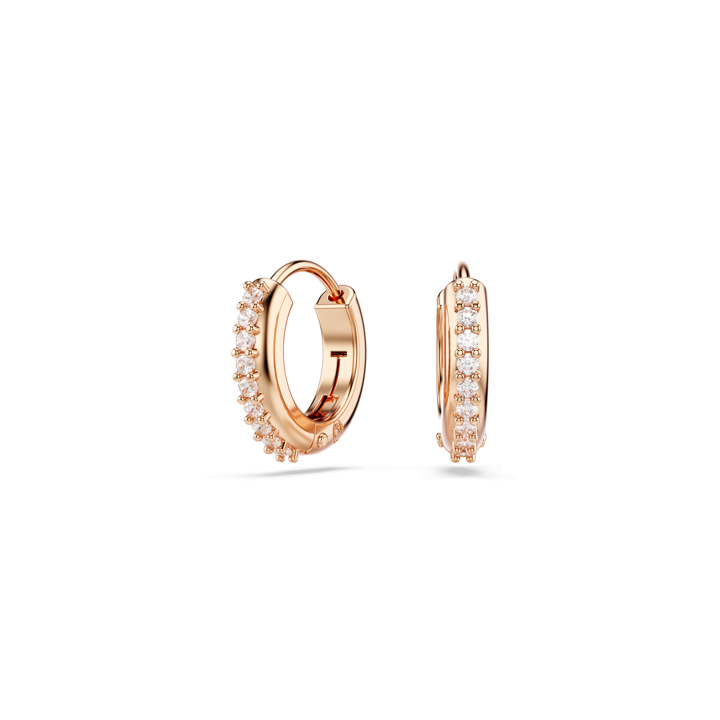 Matrix hoop earrings, Round cut, White, Rose gold-tone plated 5690669
