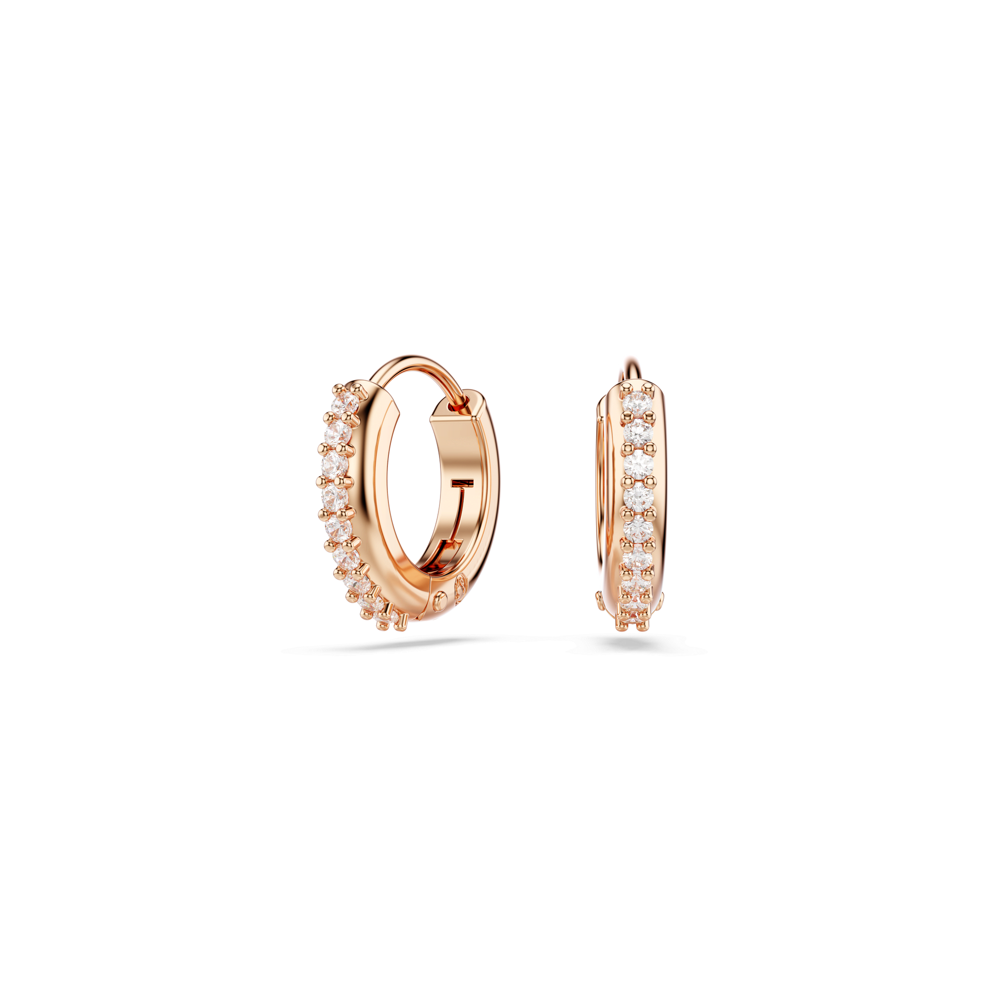 Matrix hoop earrings, Round cut, White, Rose gold-tone plated 5690669