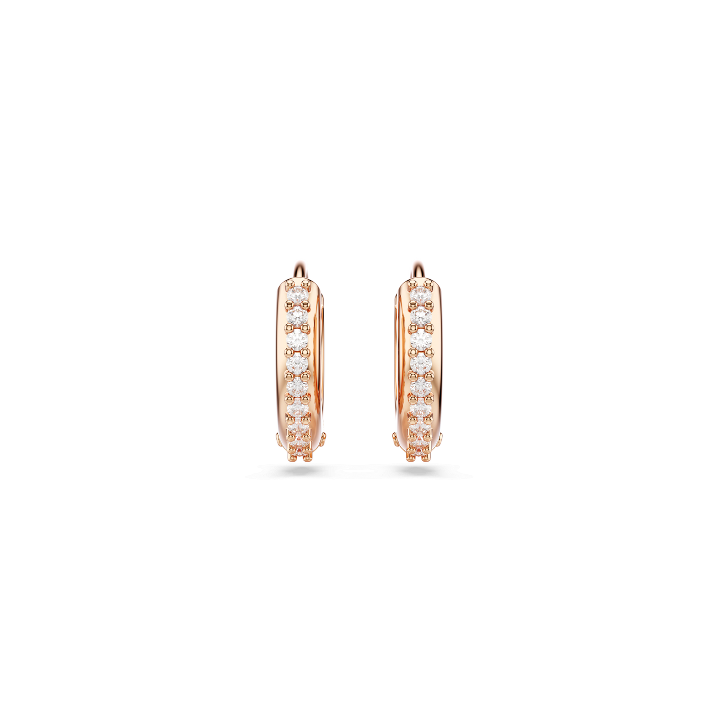 Matrix hoop earrings, Round cut, White, Rose gold-tone plated 5690669