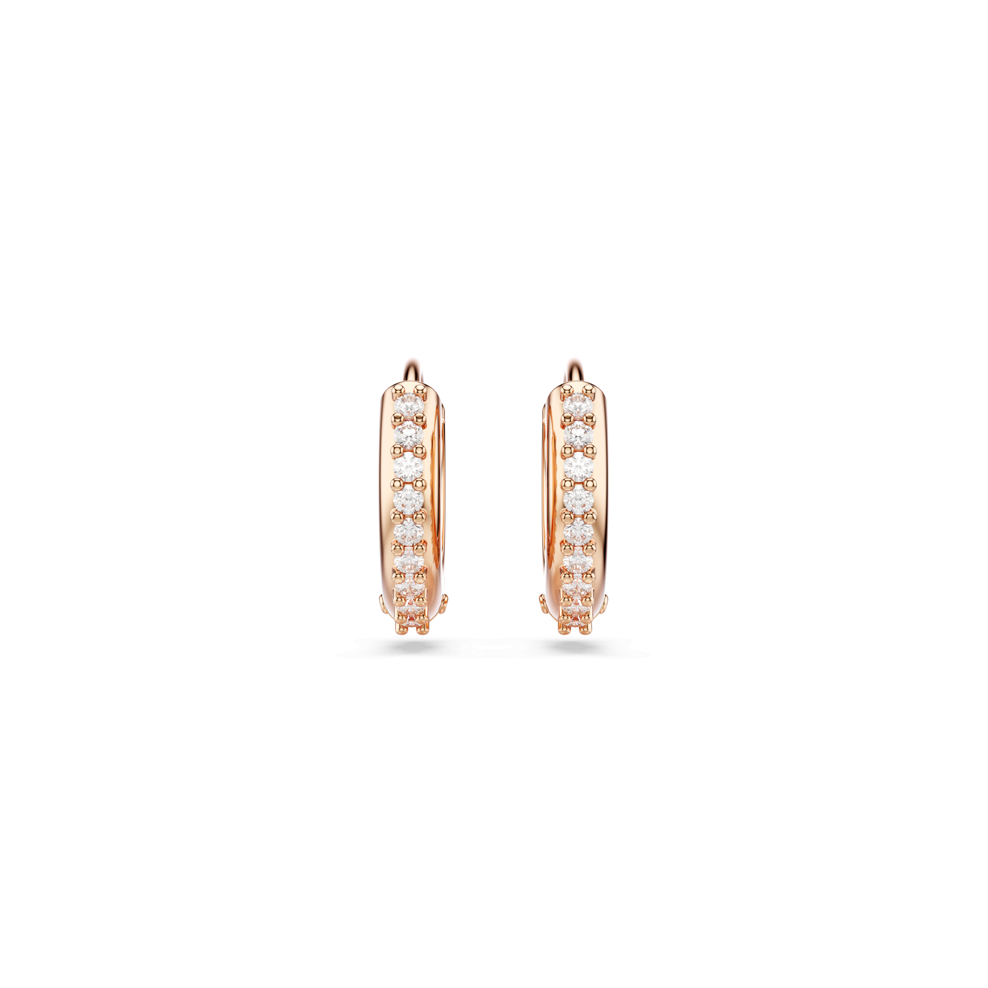 Matrix hoop earrings, Round cut, White, Rose gold-tone plated 5690669