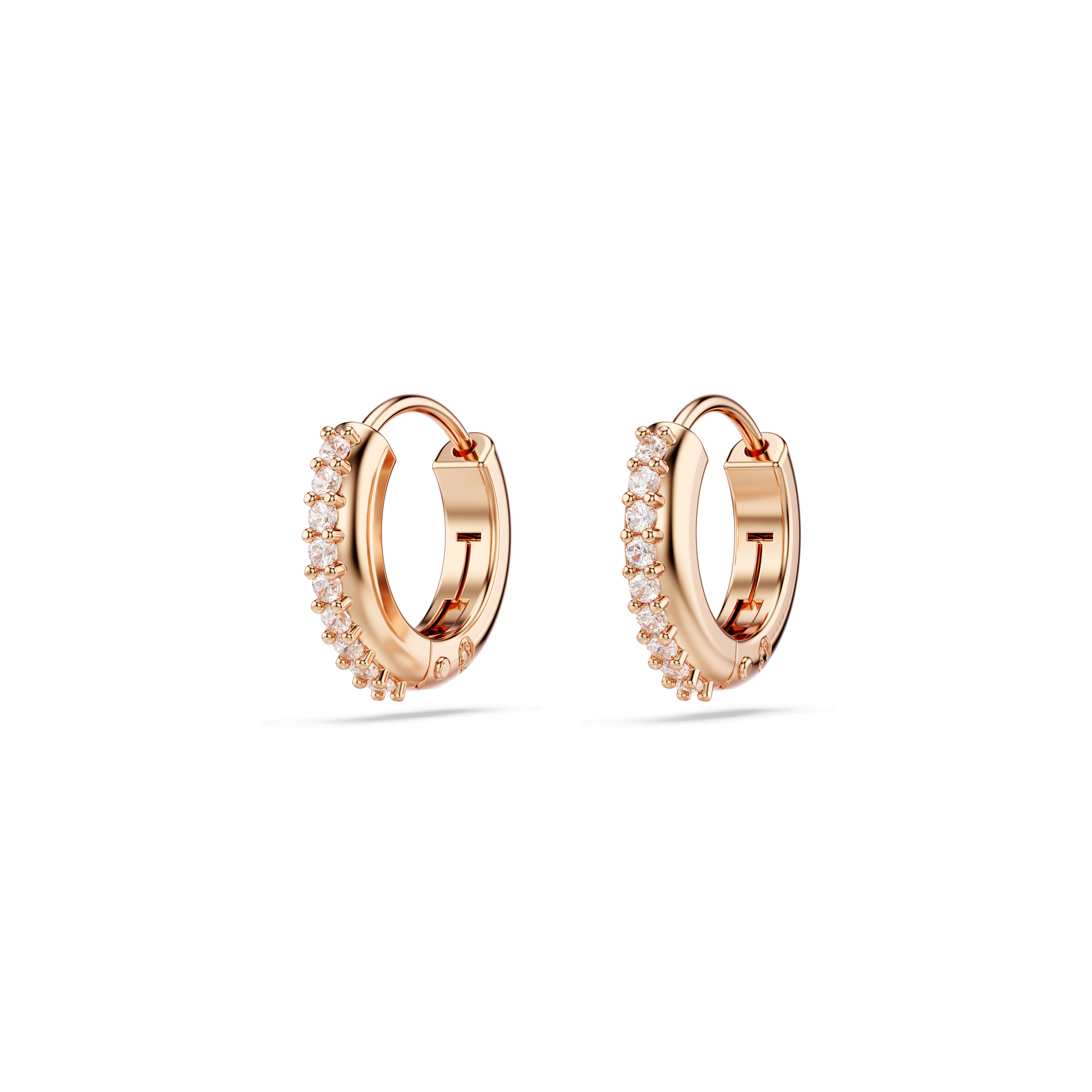 Matrix hoop earrings, Round cut, White, Rose gold-tone plated 5690669