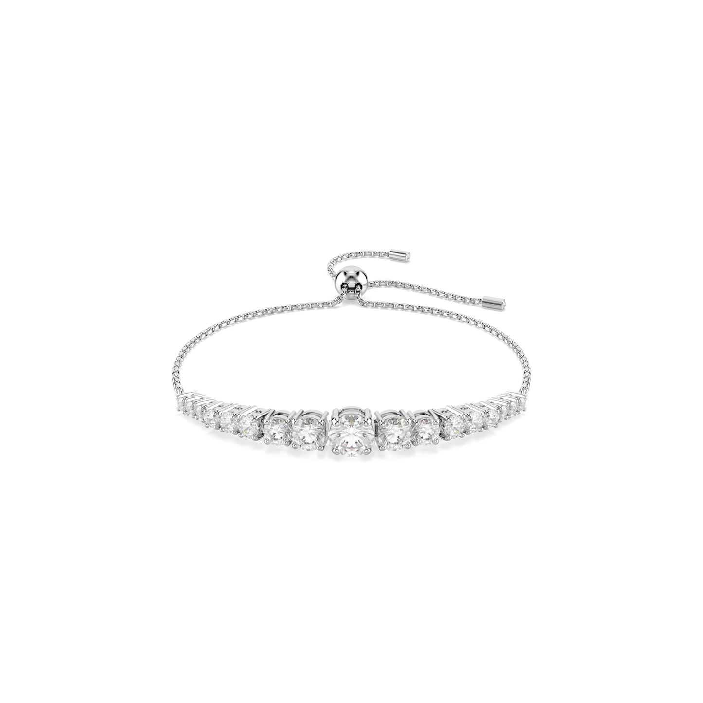 Matrix bracelet, Gradient of round cuts, White, Rhodium plated 5690677