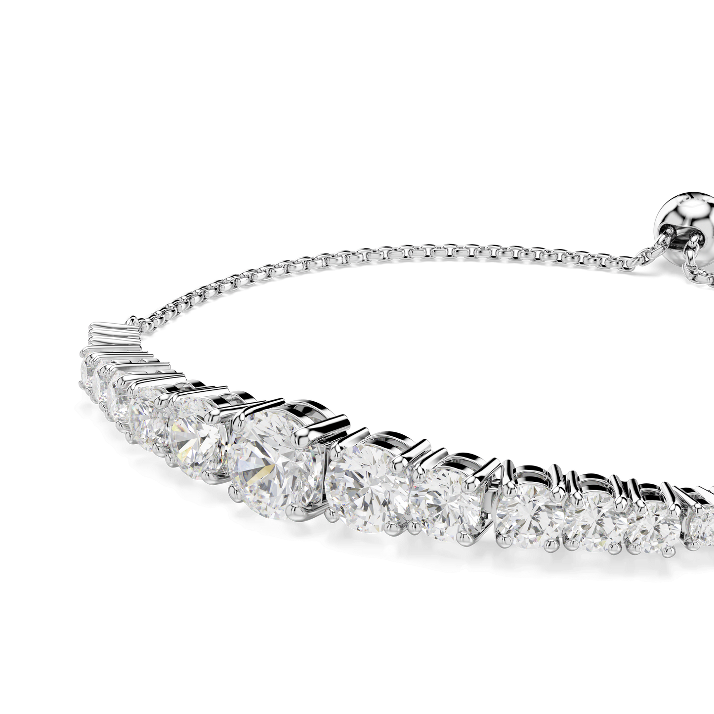 Matrix bracelet, Gradient of round cuts, White, Rhodium plated 5690677