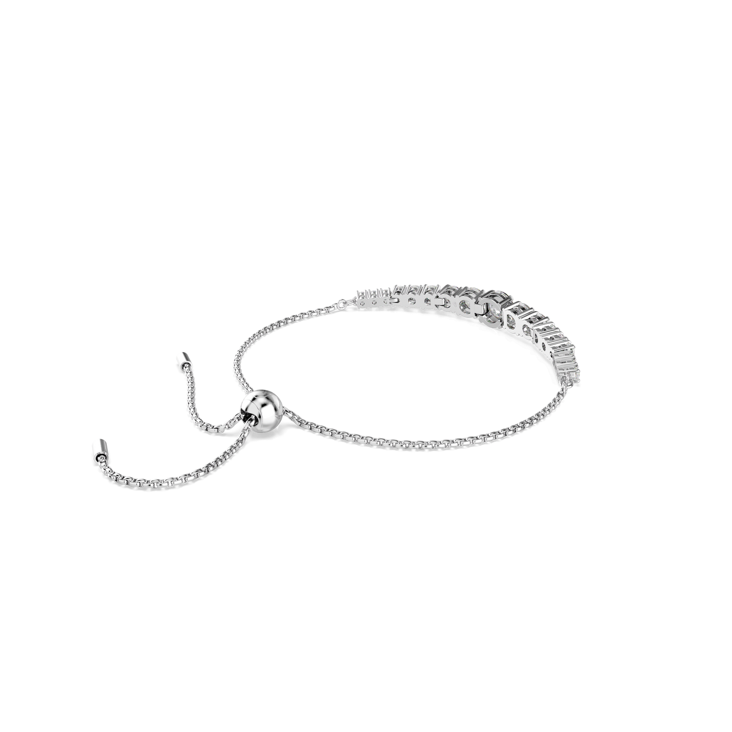 Matrix bracelet, Gradient of round cuts, White, Rhodium plated 5690677