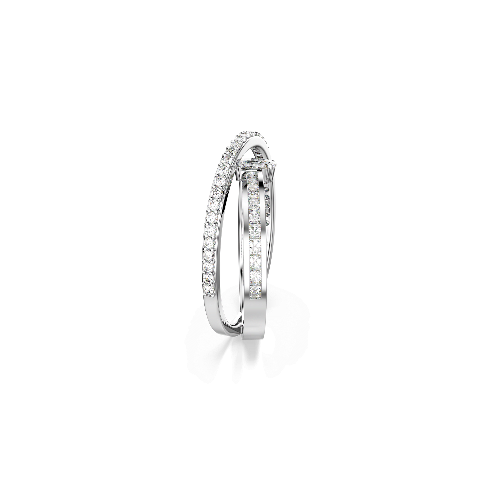 Hyperbola ring, Mixed cuts, White, Rhodium plated 5691229