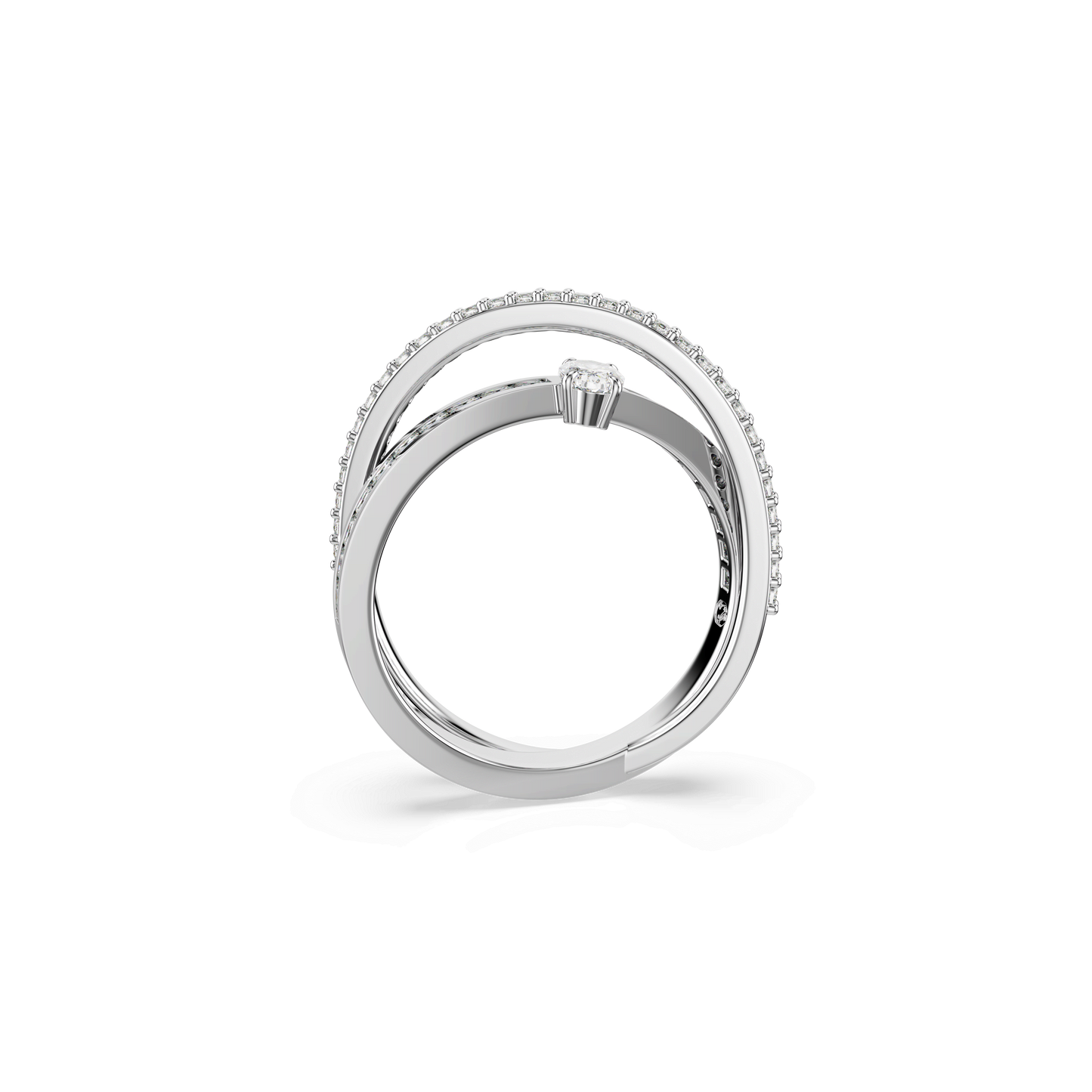 Hyperbola ring, Mixed cuts, White, Rhodium plated 5691231