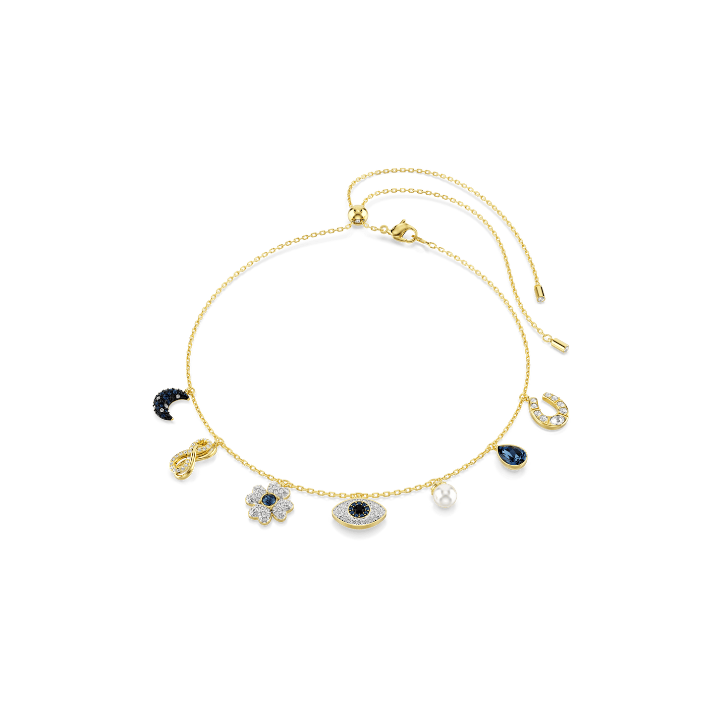 Symbolica choker, Crystal pearl, Moon, infinity, clover, evil eye and horseshoe, Blue, Gold-tone plated 5692164