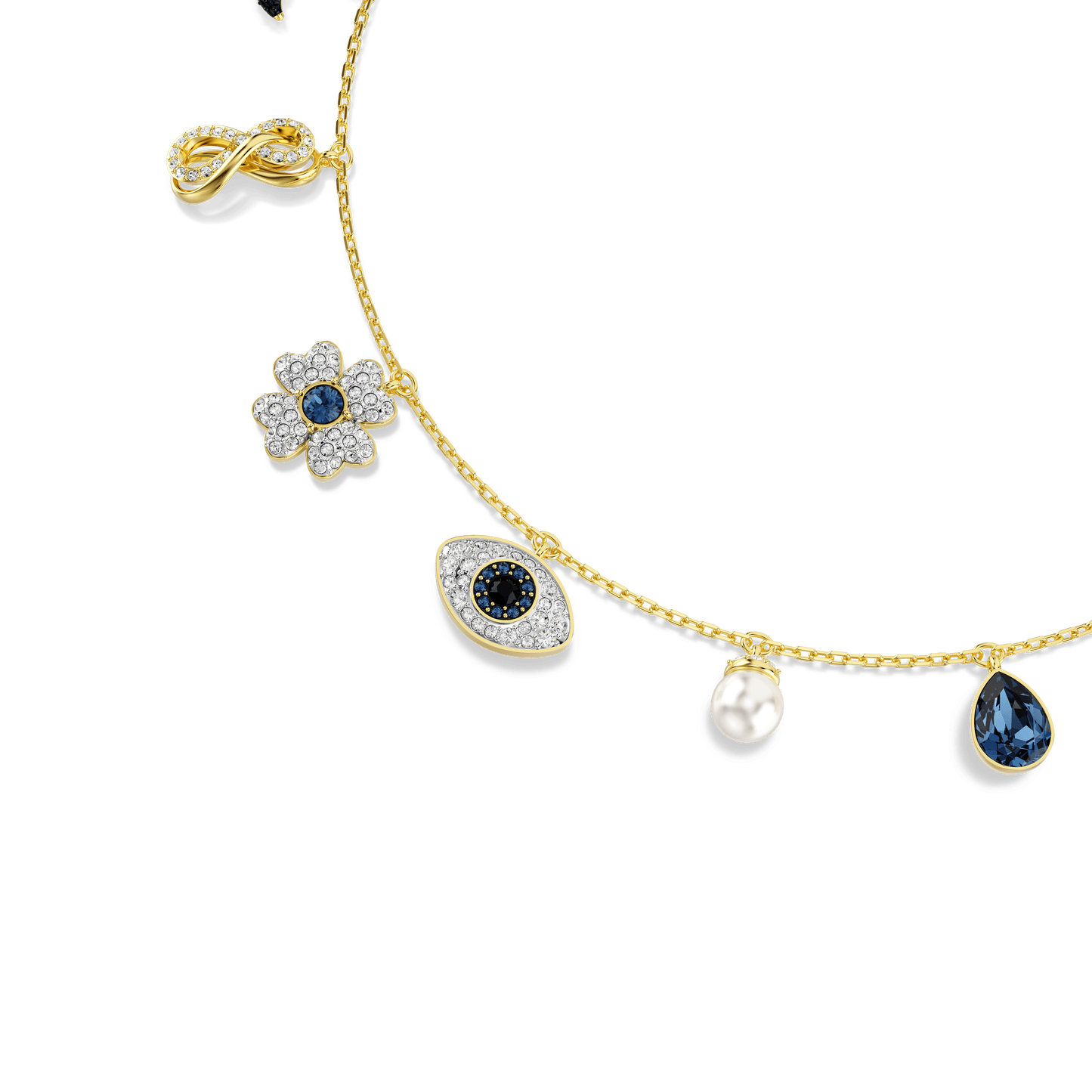 Symbolica choker, Crystal pearl, Moon, infinity, clover, evil eye and horseshoe, Blue, Gold-tone plated 5692164