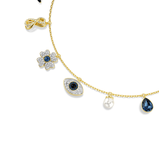 Symbolica choker, Crystal pearl, Moon, infinity, clover, evil eye and horseshoe, Blue, Gold-tone plated 5692164