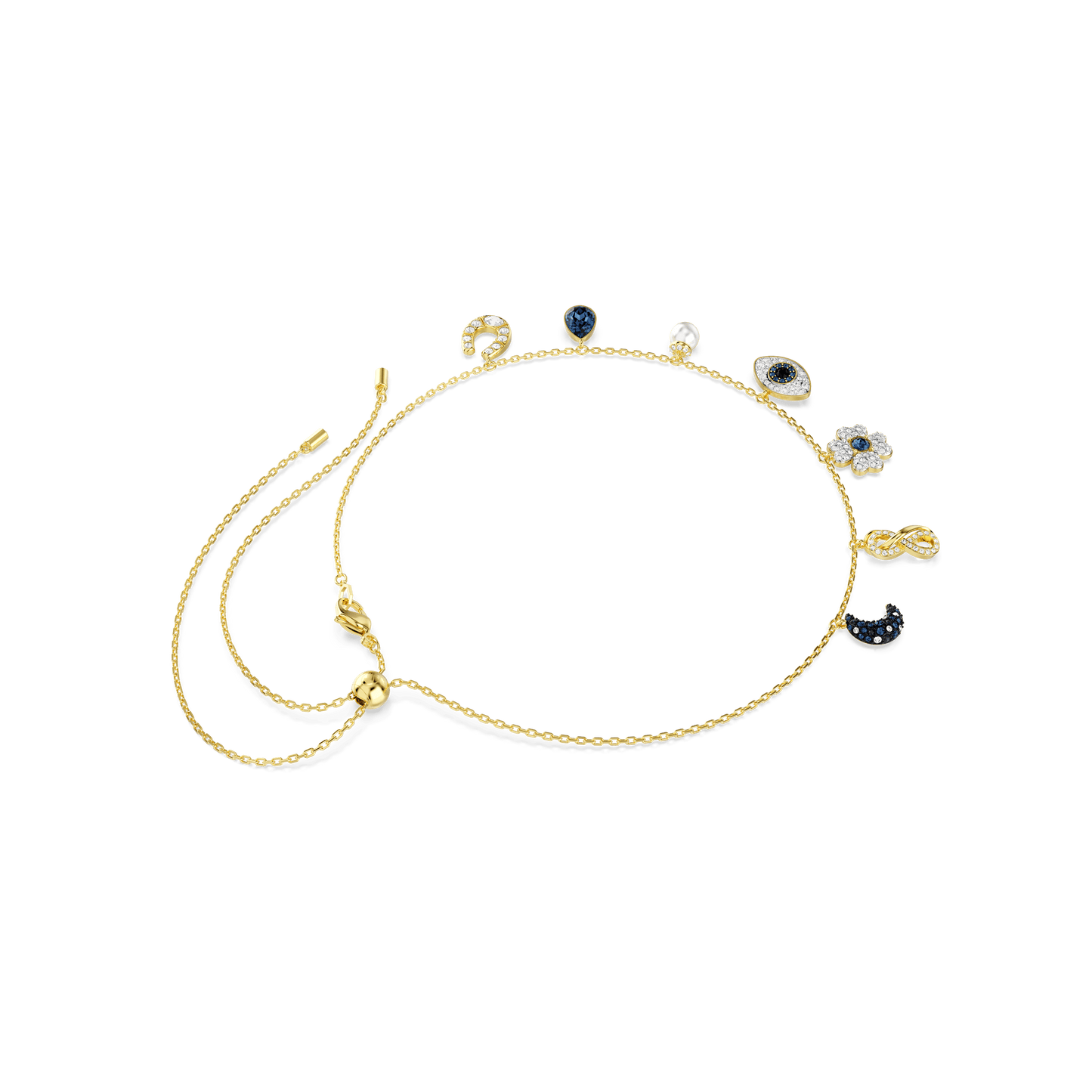 Symbolica choker, Crystal pearl, Moon, infinity, clover, evil eye and horseshoe, Blue, Gold-tone plated 5692164