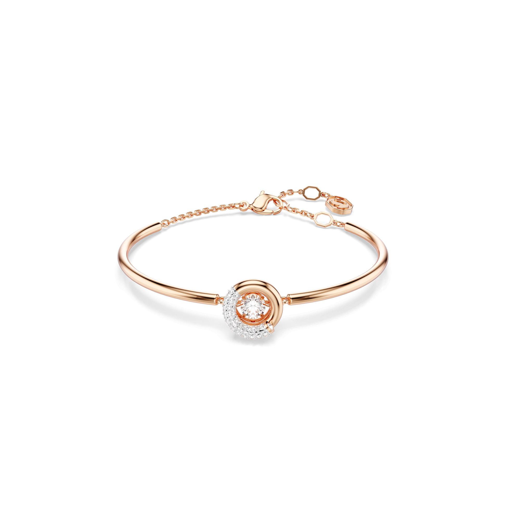 Dextera bangle, Round cut, White, Rose gold-tone plated 5692259