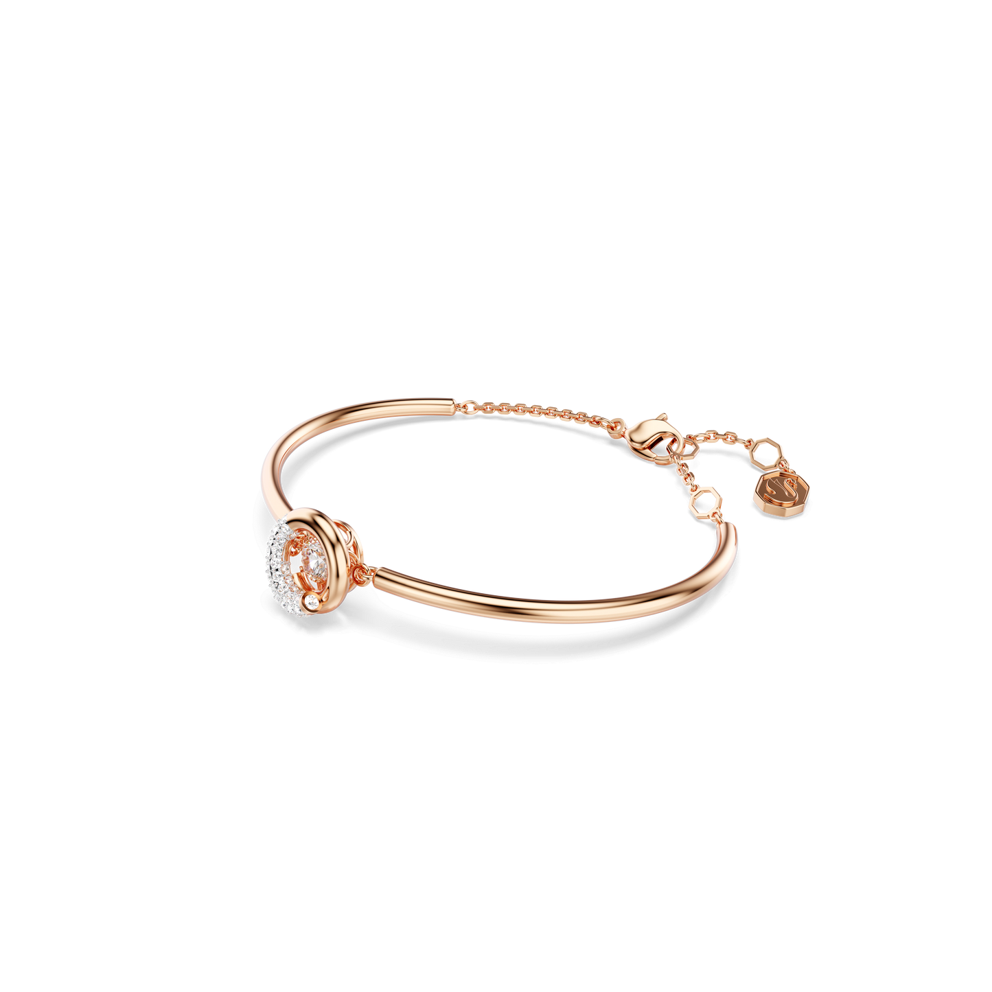 Dextera bangle, Round cut, White, Rose gold-tone plated 5692259