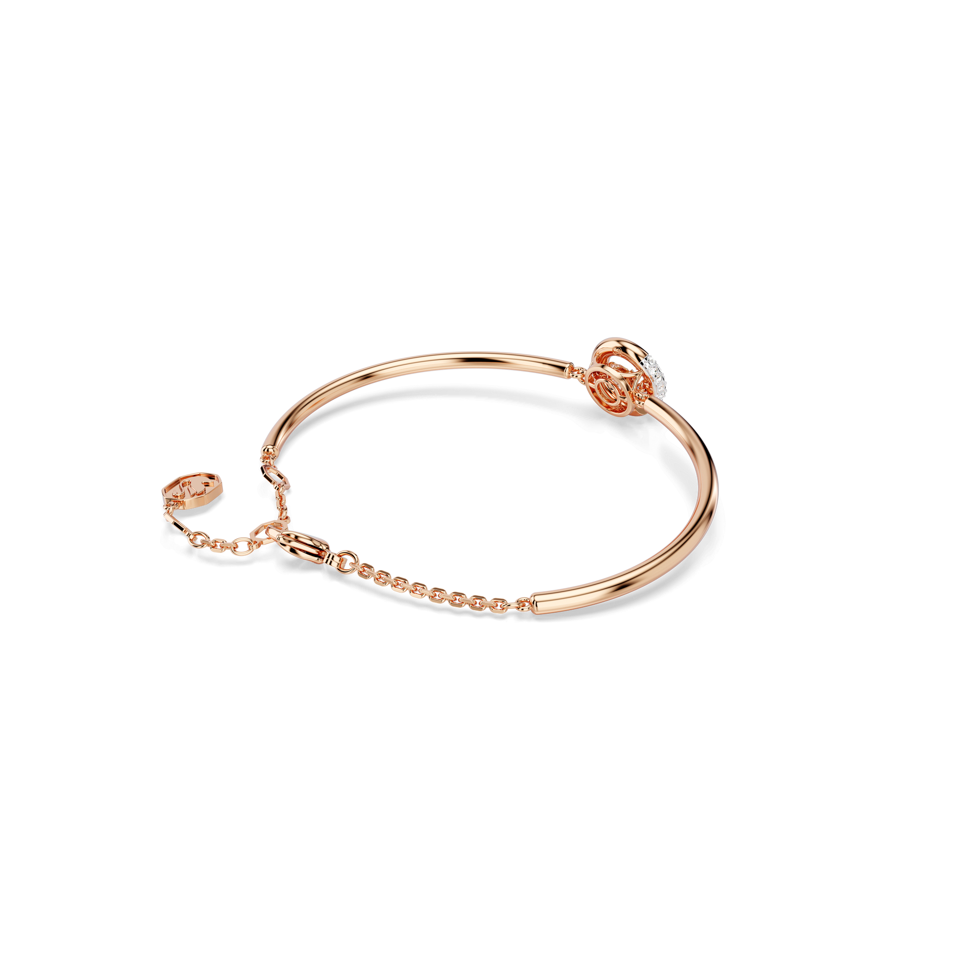 Dextera bangle, Round cut, White, Rose gold-tone plated 5692259