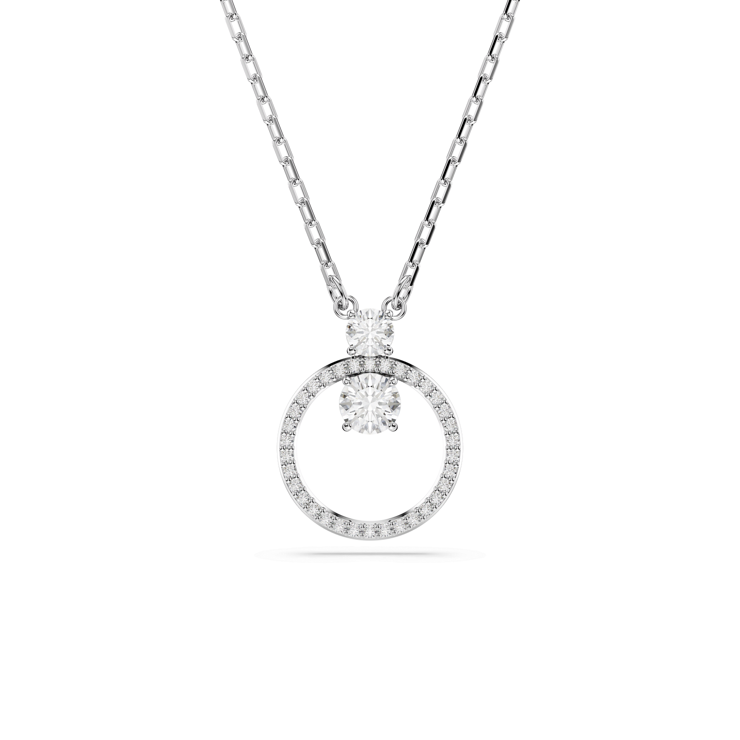 Constella pendant, Pavé, Round cut, White, Rhodium plated 5692261