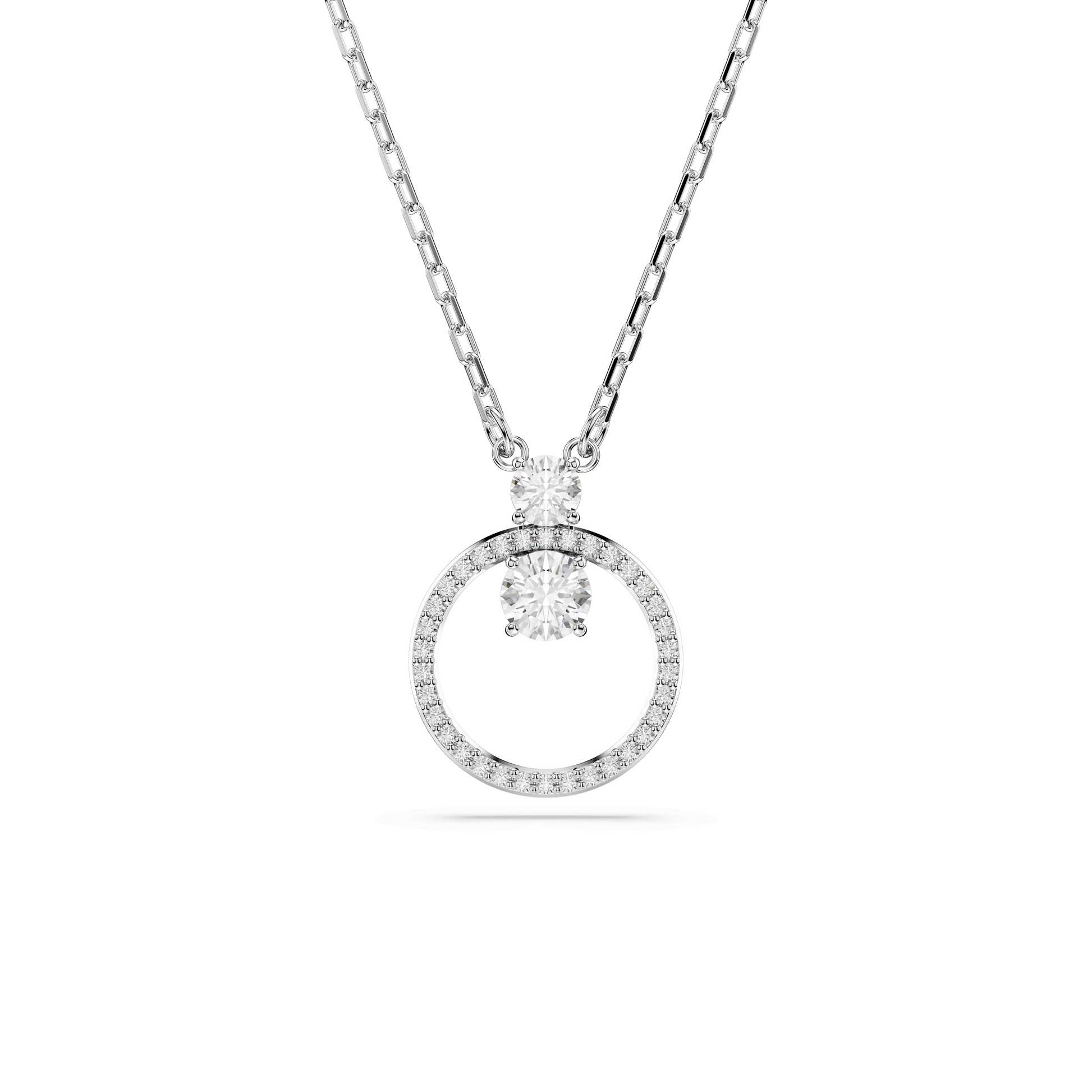 Constella pendant, Pavé, Round cut, White, Rhodium plated 5692261