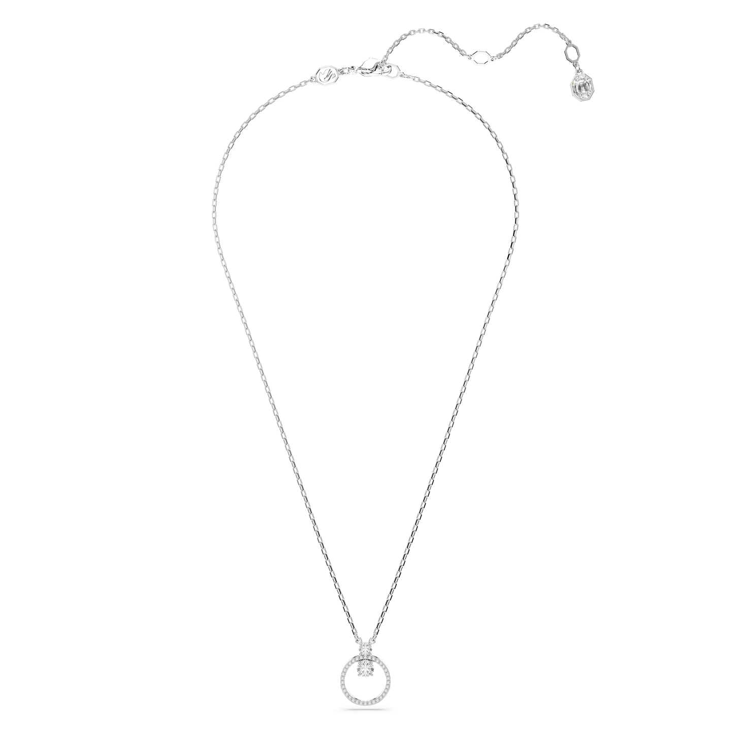 Constella pendant, Pavé, Round cut, White, Rhodium plated 5692261