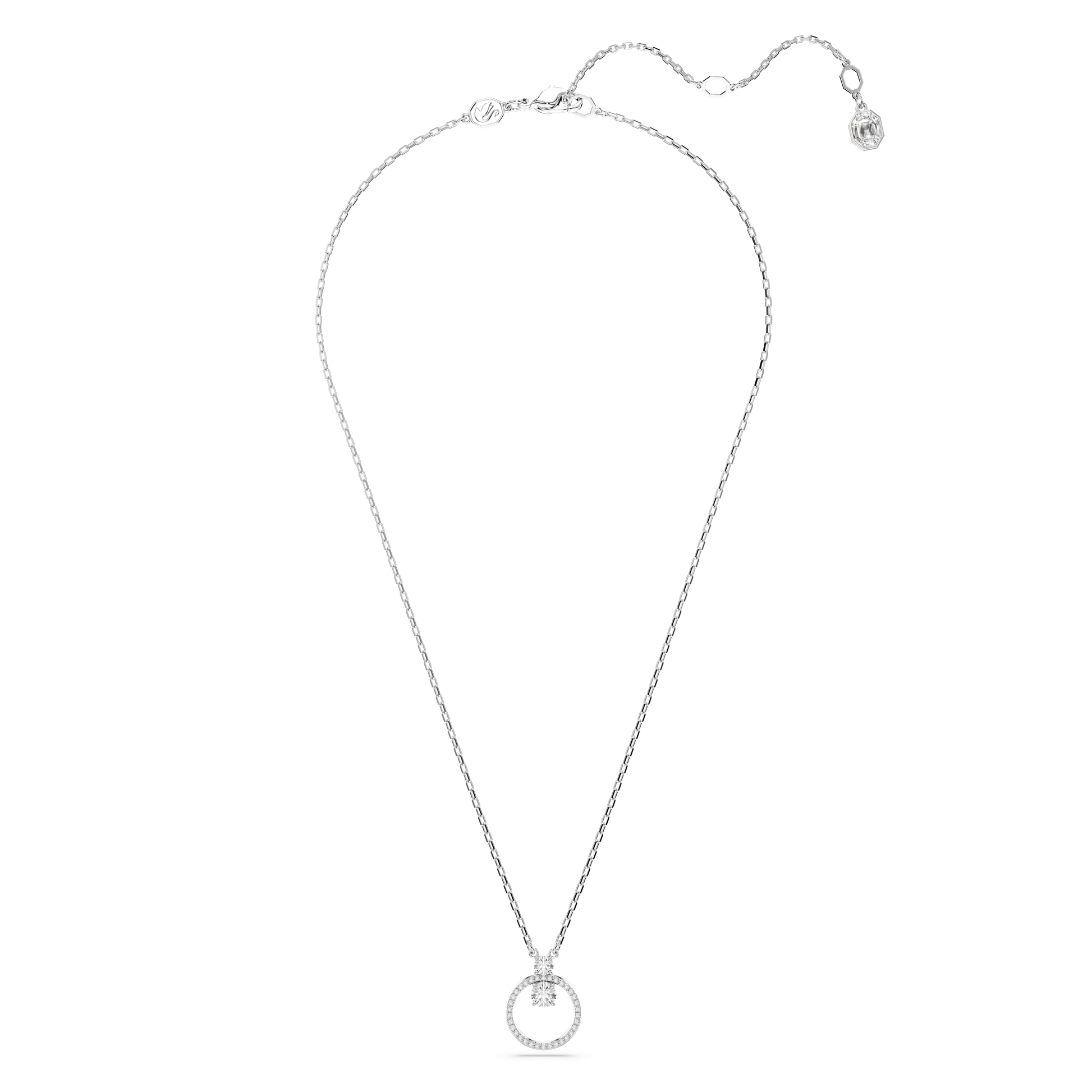 Constella pendant, Pavé, Round cut, White, Rhodium plated 5692261