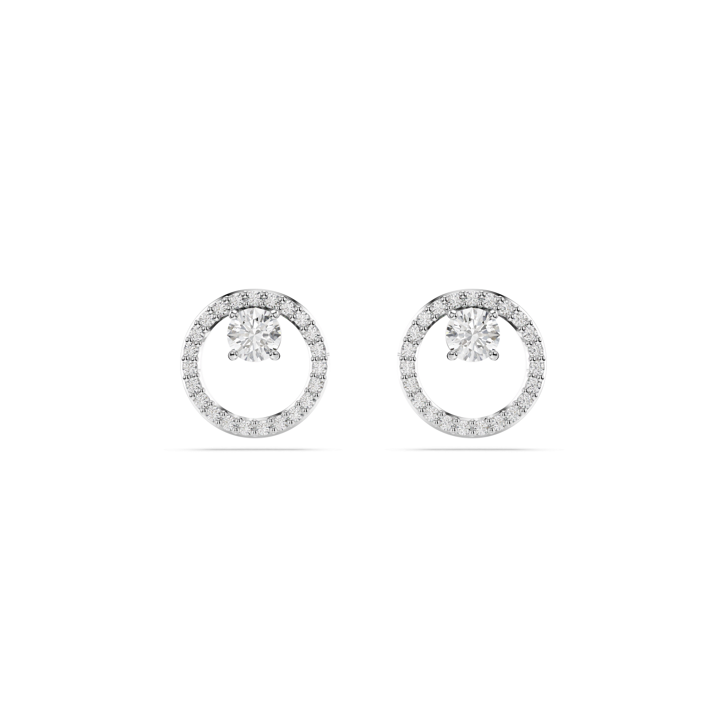 Constella stud earrings, Round cut, White, Rhodium plated 5692262