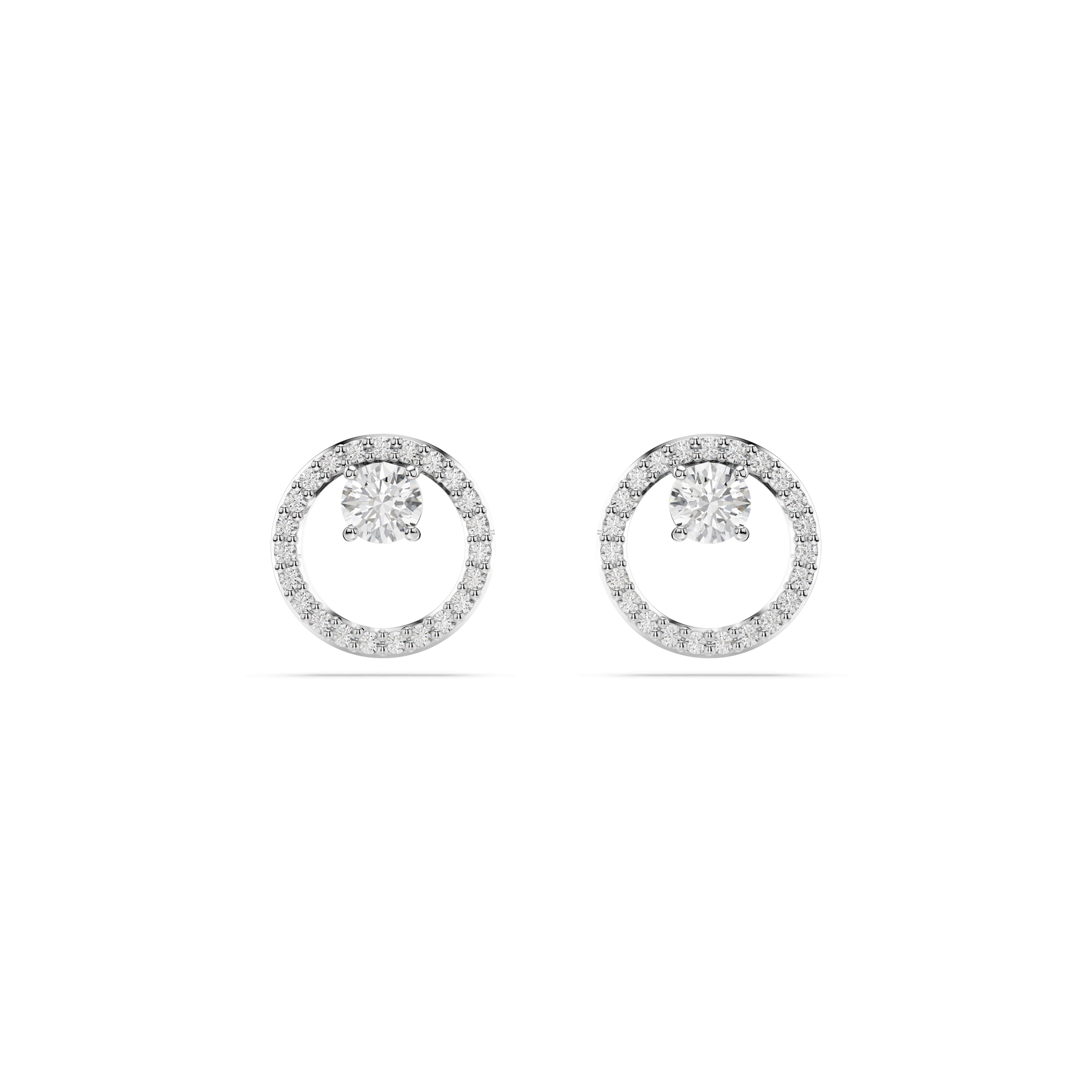 Constella stud earrings, Round cut, White, Rhodium plated 5692262