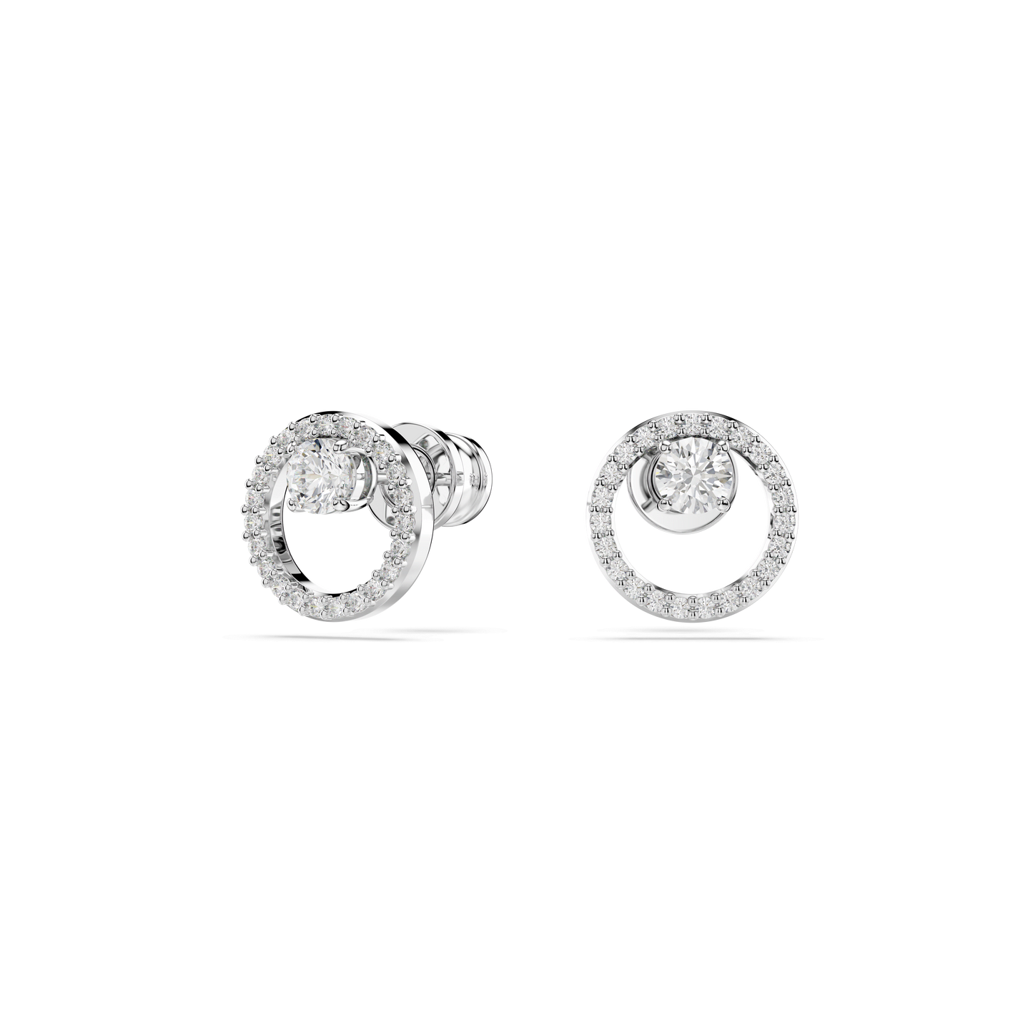 Constella stud earrings, Round cut, White, Rhodium plated 5692262