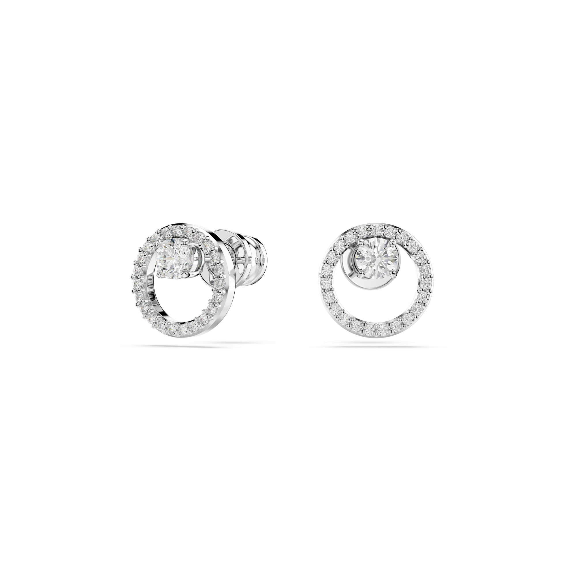 Constella stud earrings, Round cut, White, Rhodium plated 5692262