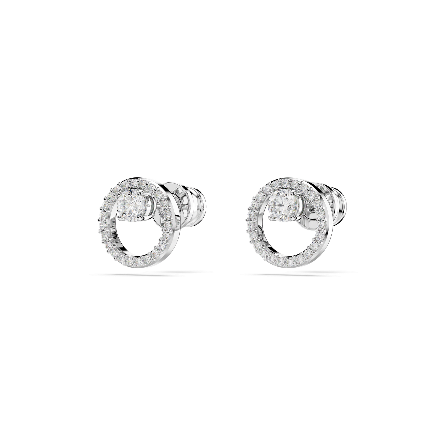 Constella stud earrings, Round cut, White, Rhodium plated 5692262