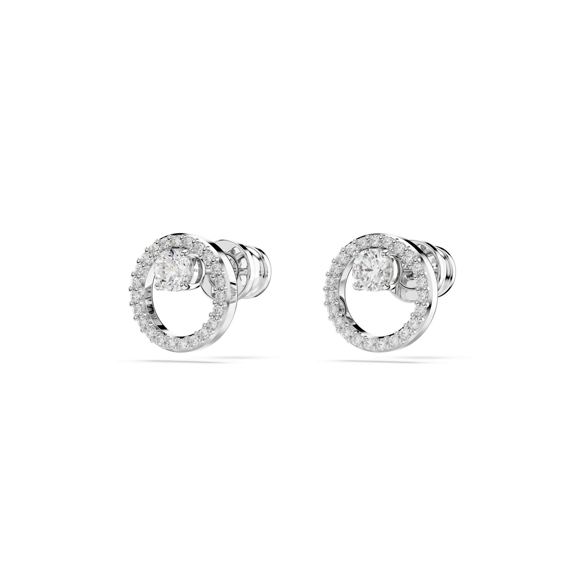 Constella stud earrings, Round cut, White, Rhodium plated 5692262
