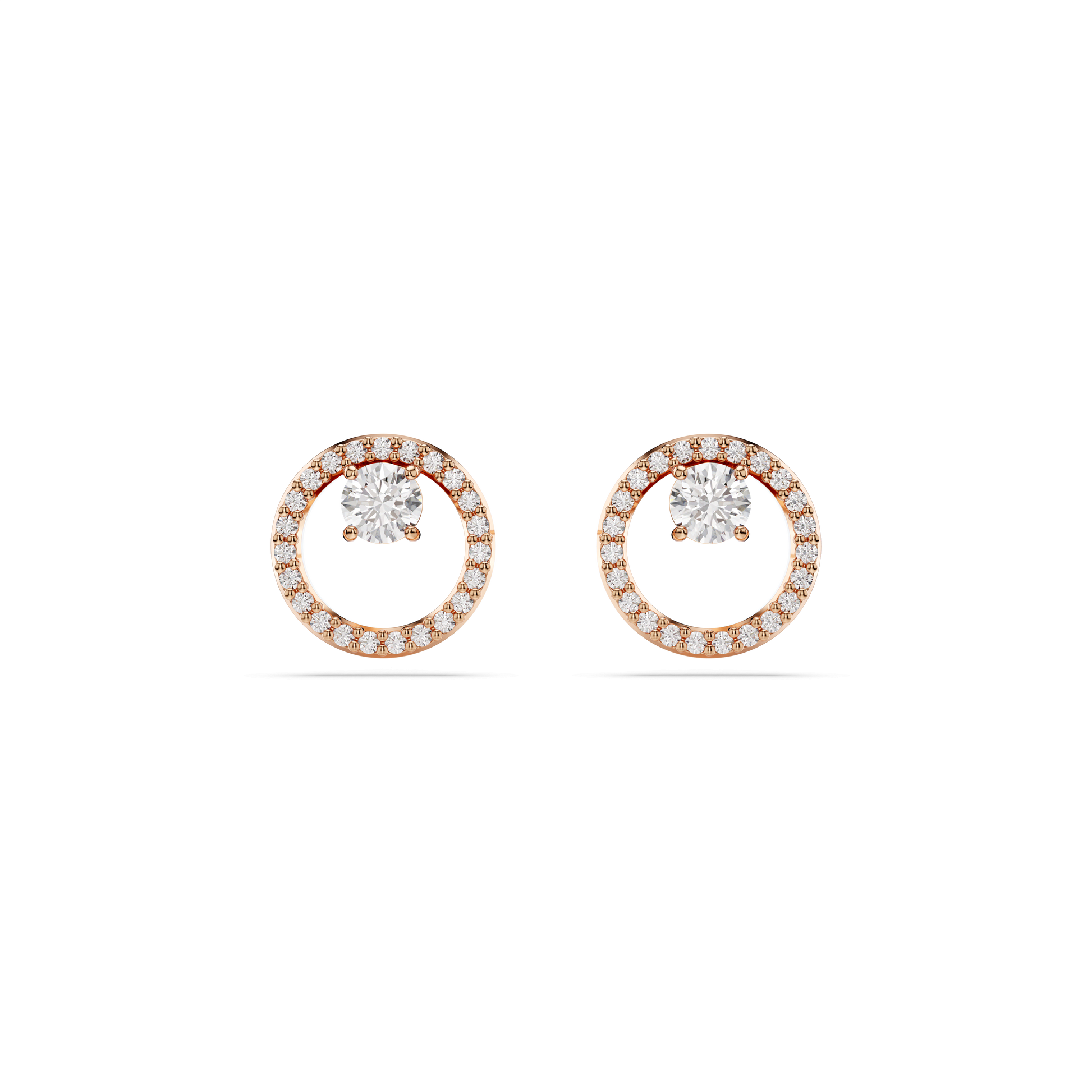 Constella stud earrings, Round cut, White, Rose gold-tone plated 5692263