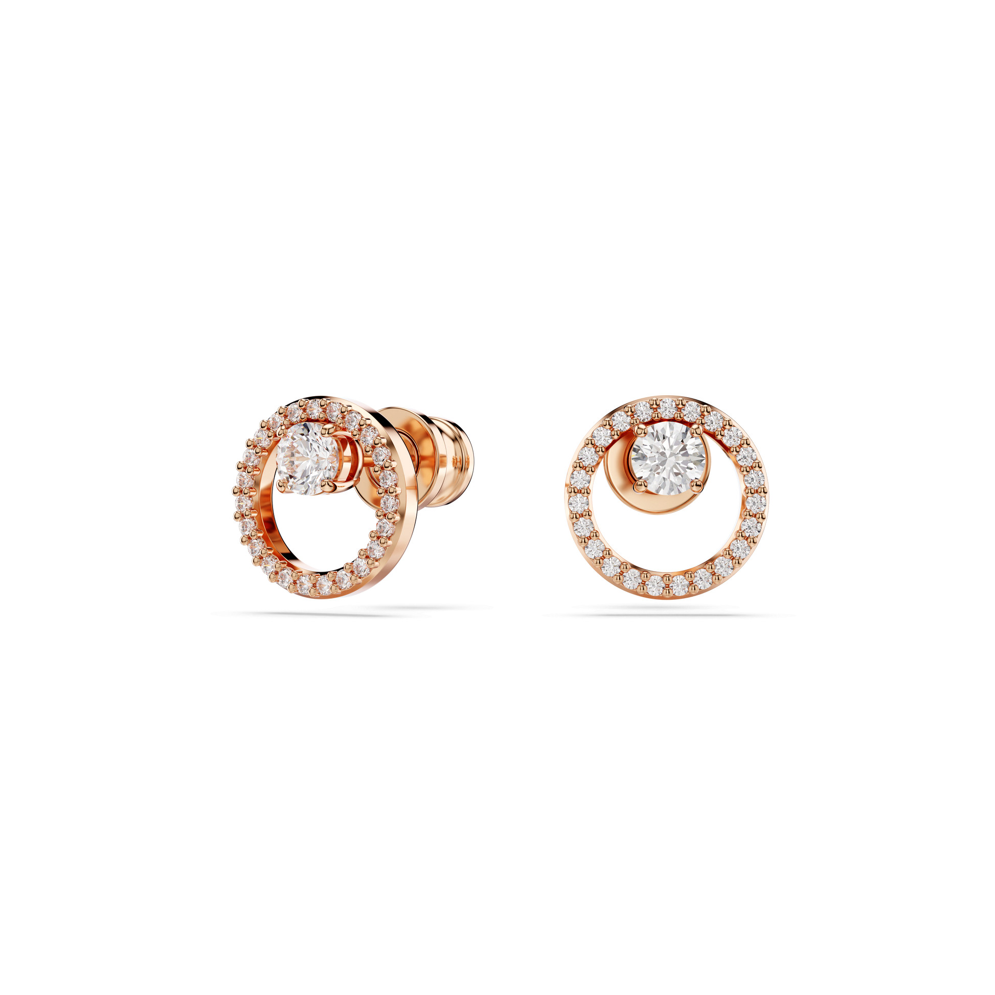 Constella stud earrings, Round cut, White, Rose gold-tone plated 5692263