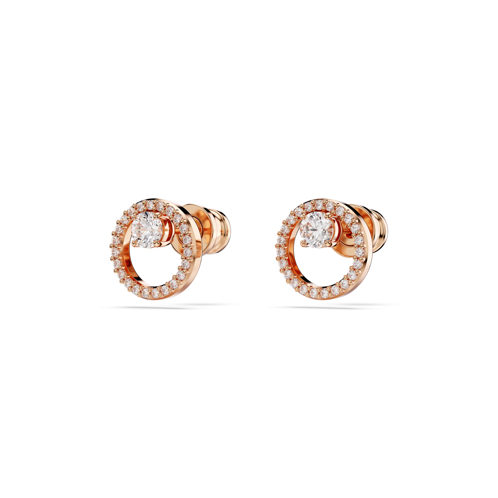 Constella stud earrings, Round cut, White, Rose gold-tone plated 5692263