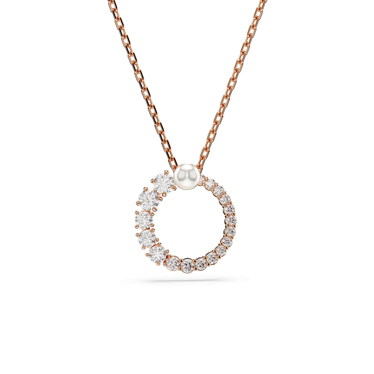 Matrix pendant, Crystal pearl, Round cut, White, Rose gold-tone plated 5692265