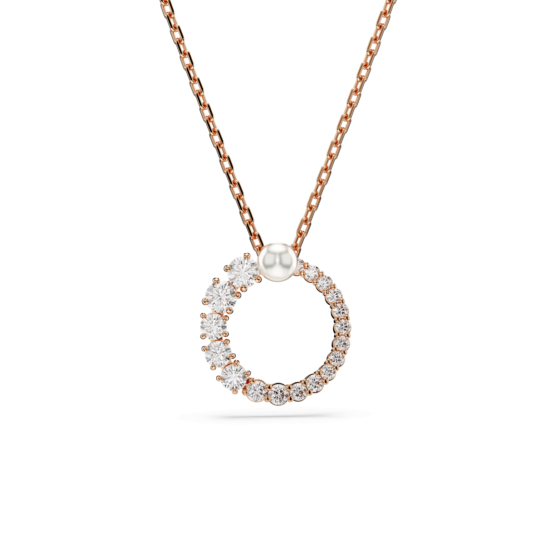 Matrix pendant, Crystal pearl, Round cut, White, Rose gold-tone plated 5692265