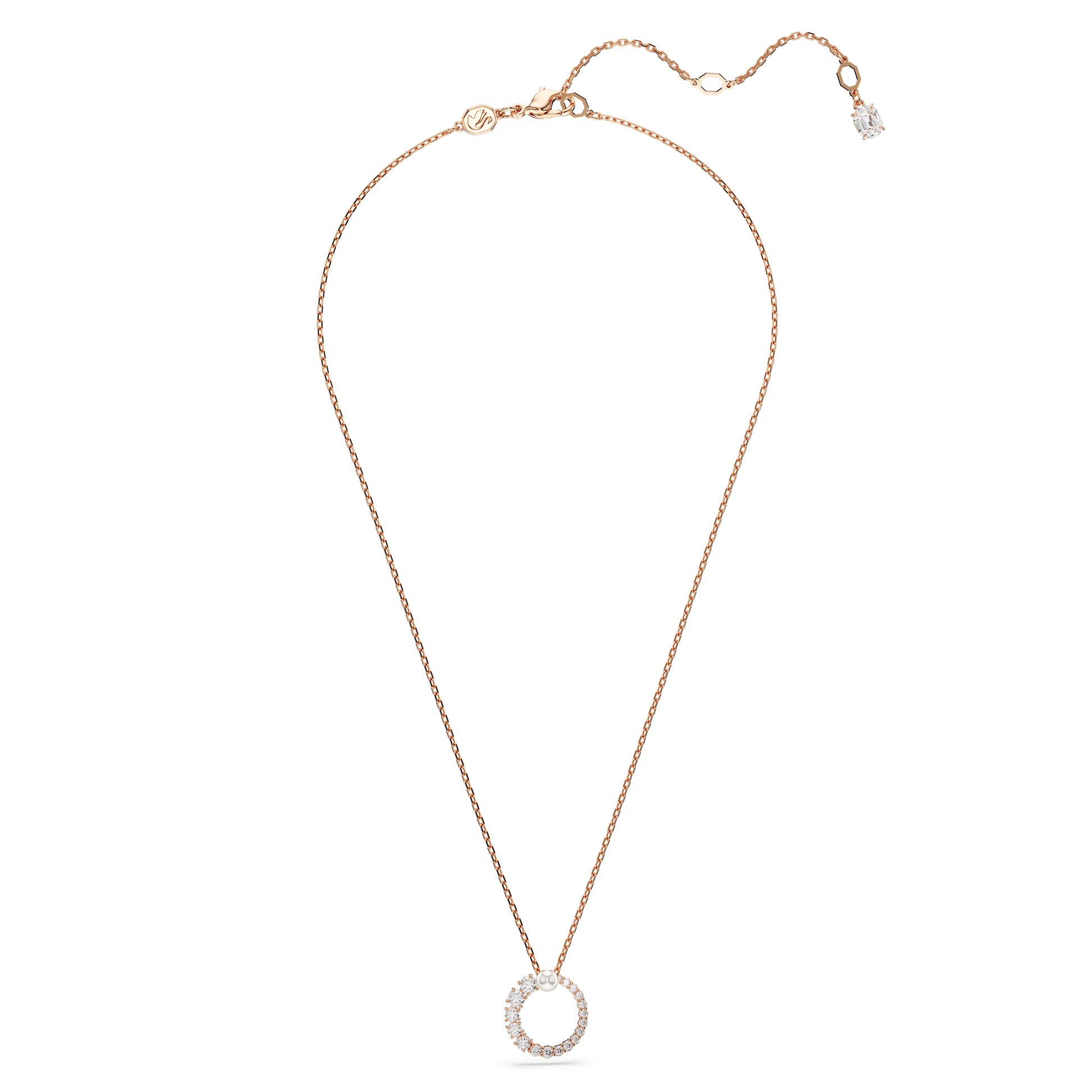 Matrix pendant, Crystal pearl, Round cut, White, Rose gold-tone plated 5692265