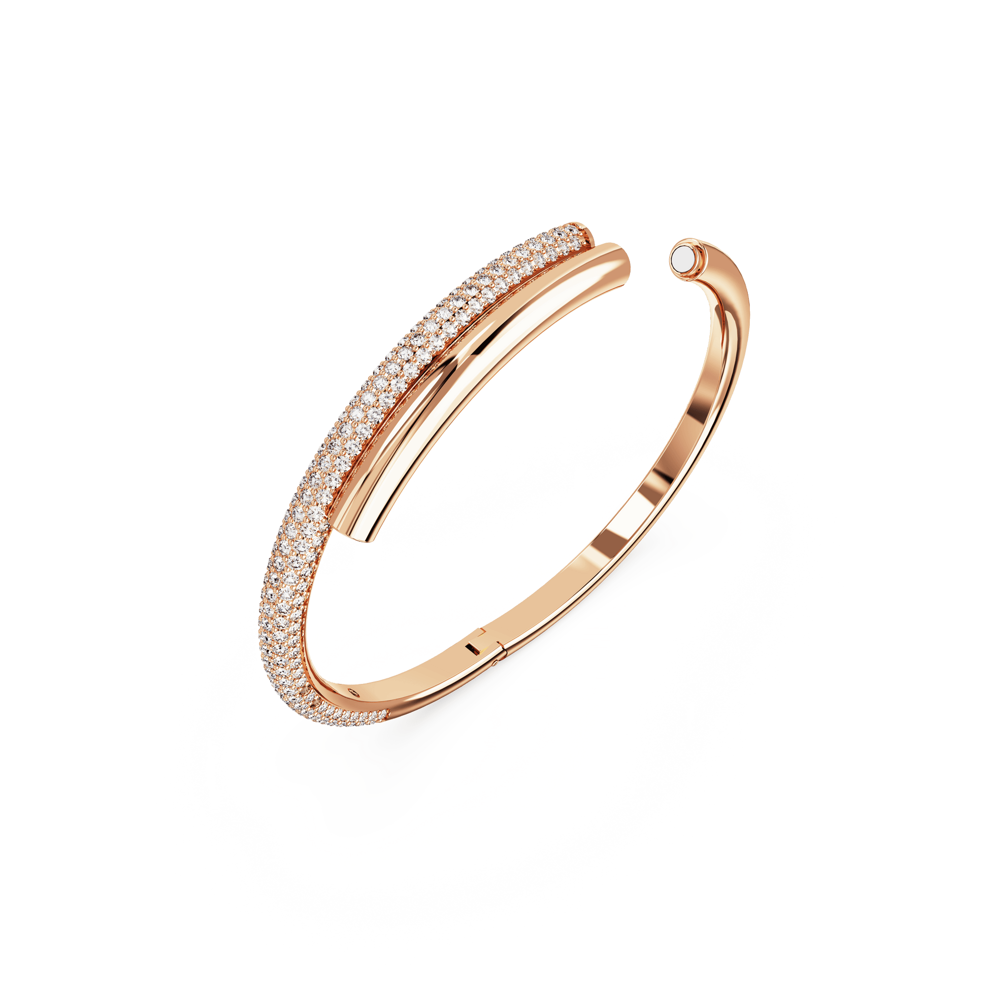 Dextera bangle, Magnetic closure, White, Rose gold-tone plated 5692267