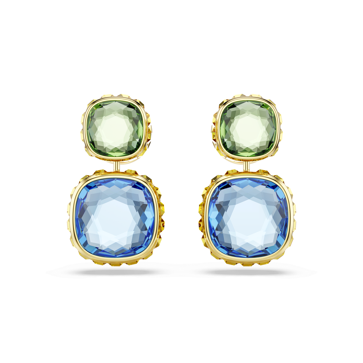 Chroma drop earrings, Cushion cut, Multicolored, Gold-tone plated 5692492