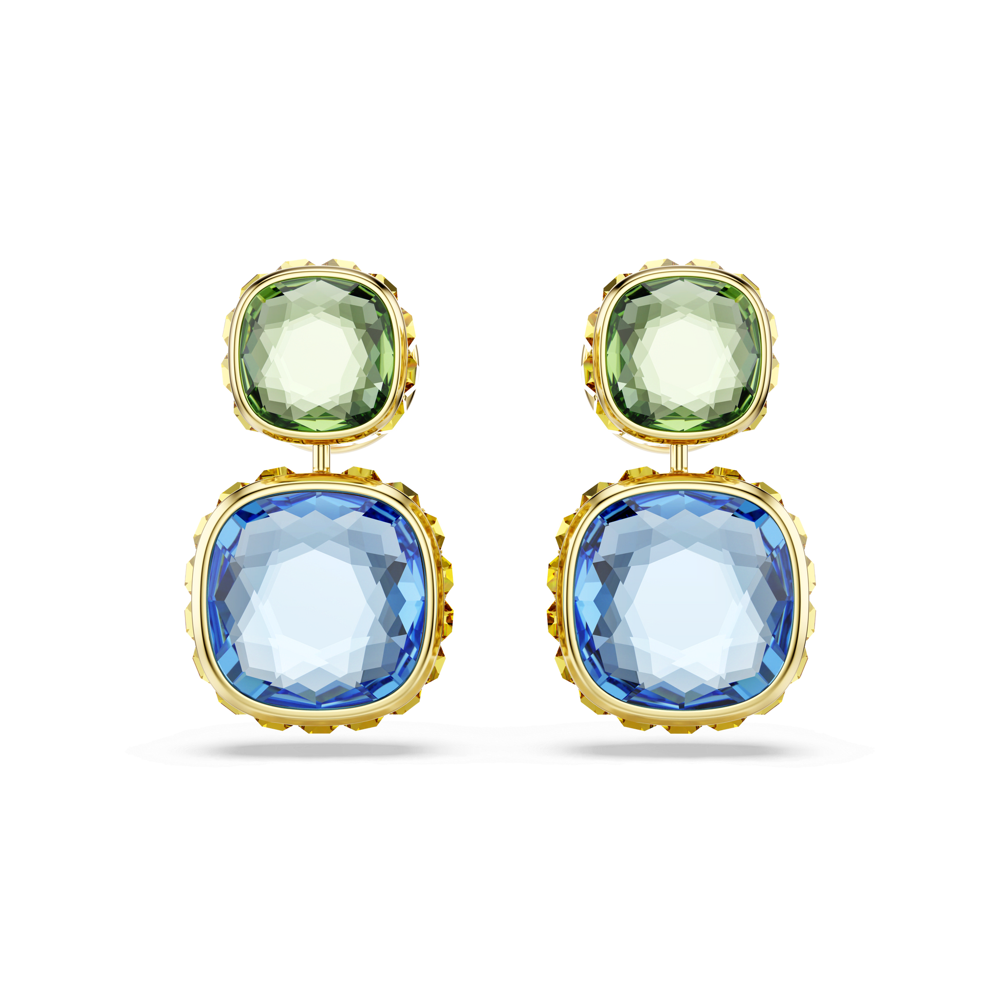 Chroma drop earrings, Cushion cut, Multicolored, Gold-tone plated 5692492