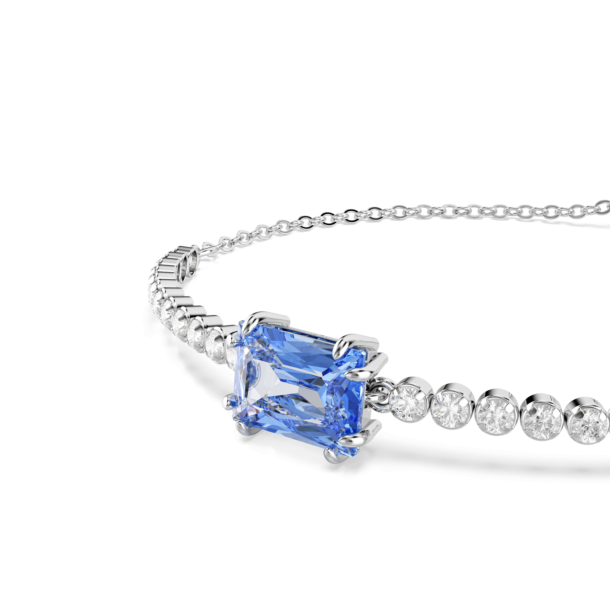 Matrix bracelet, Mixed cuts, Blue, Rhodium plated 5693412