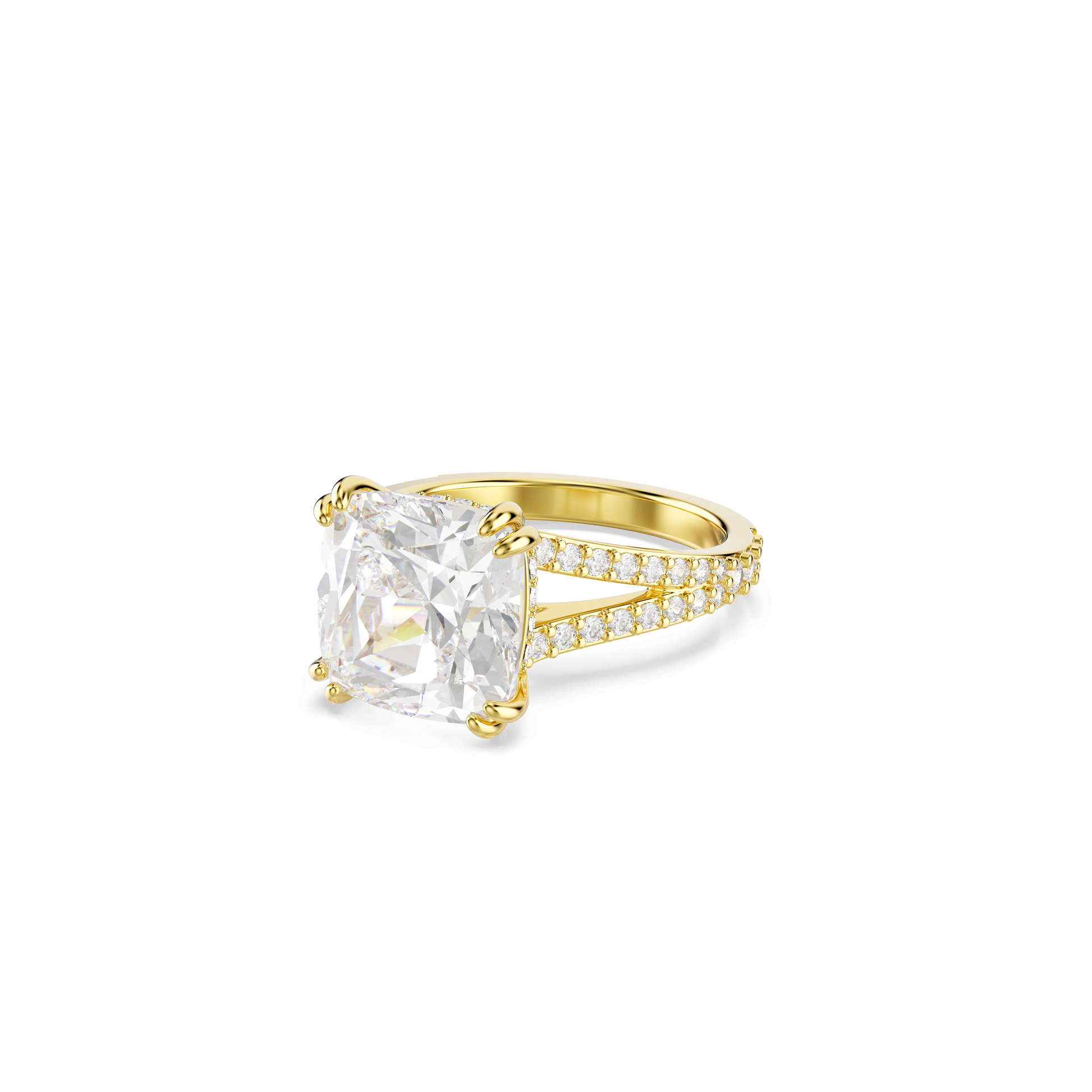 Stilla cocktail ring, Square cut, Pavé, White, Gold-tone plated 5693504