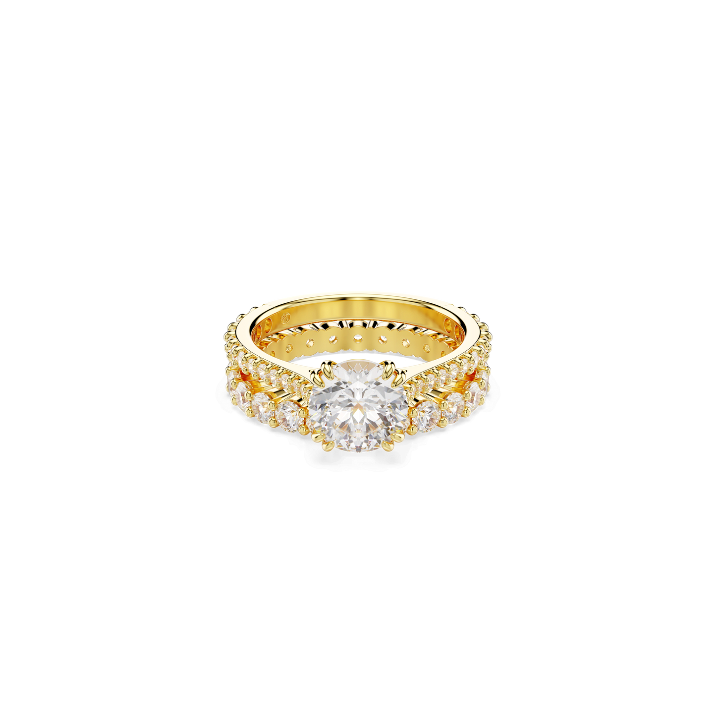 Stilla ring, Set (2), Round cut, White, Gold-tone plated 5693506