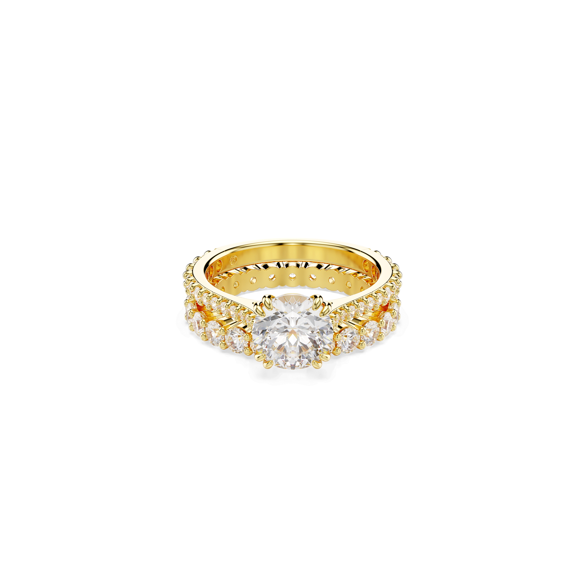 Stilla ring, Set (2), Round cut, White, Gold-tone plated 5693507