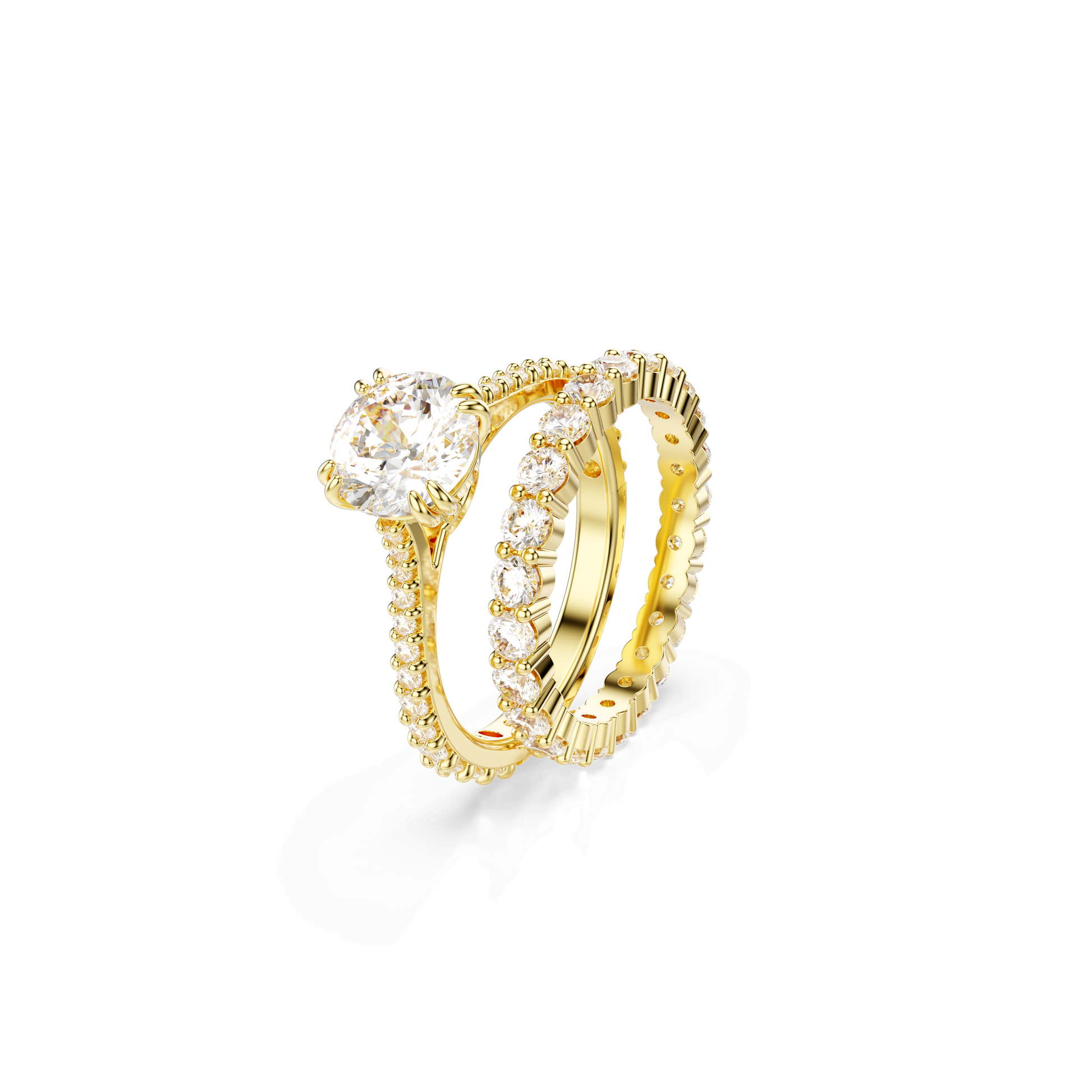 Stilla ring, Set (2), Round cut, White, Gold-tone plated 5693508