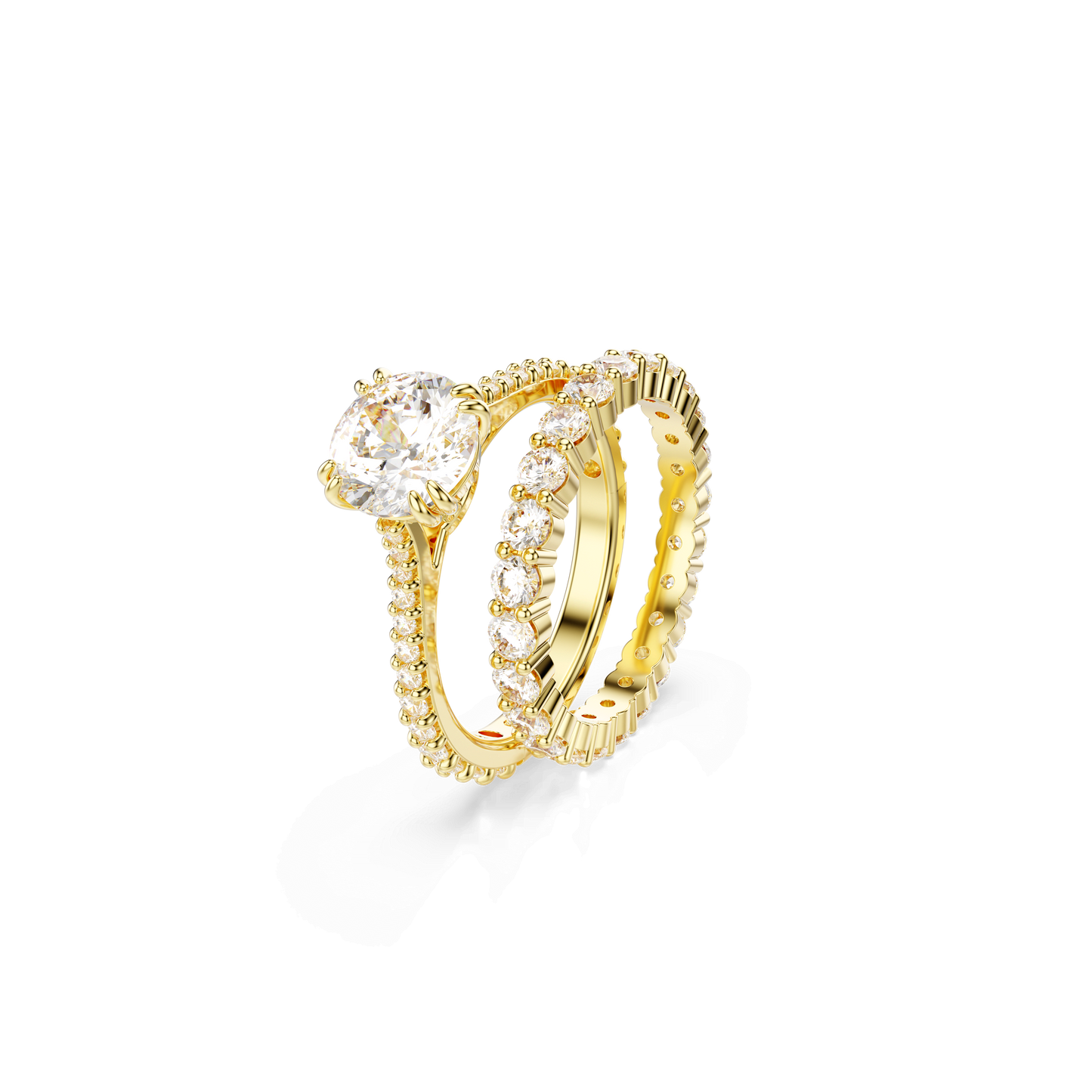 Stilla ring, Set (2), Round cut, White, Gold-tone plated 5693510